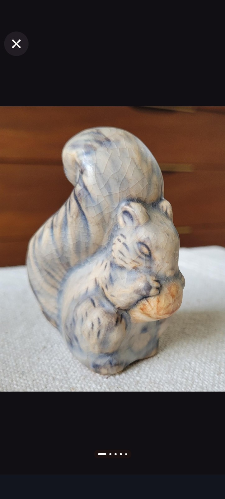 A Rare WELLER Pottery Muskota Squirrel figurine 3.5 inches ht and in mint condt