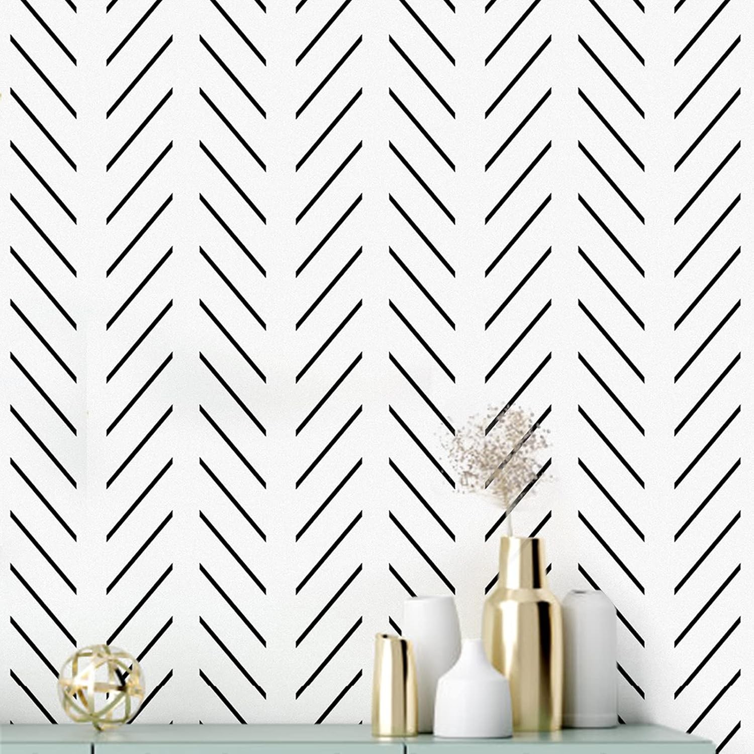 Black and white peel-and-stick wallpaper   17.7 inches x 393.7 inches