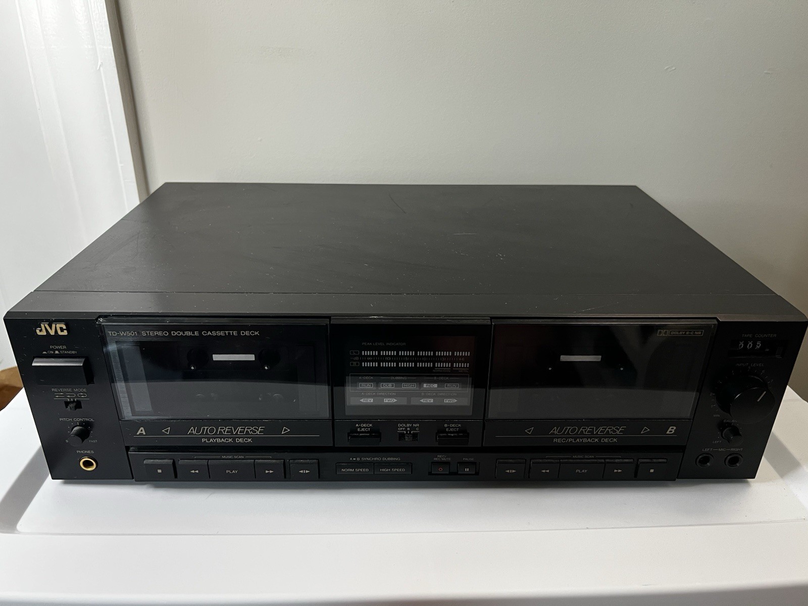 JVC TD-W501 Stereo Dual Cassette Dolby B/C Pitch Adjust Mic Inputs, Tested Works