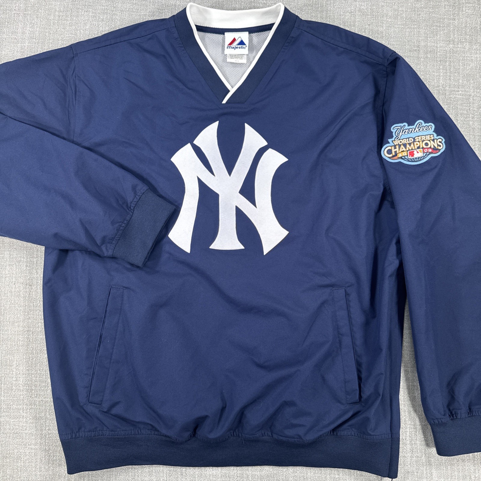 Majestic New York Yankees Pullover Windbreaker MLB World Series 2009 Size M