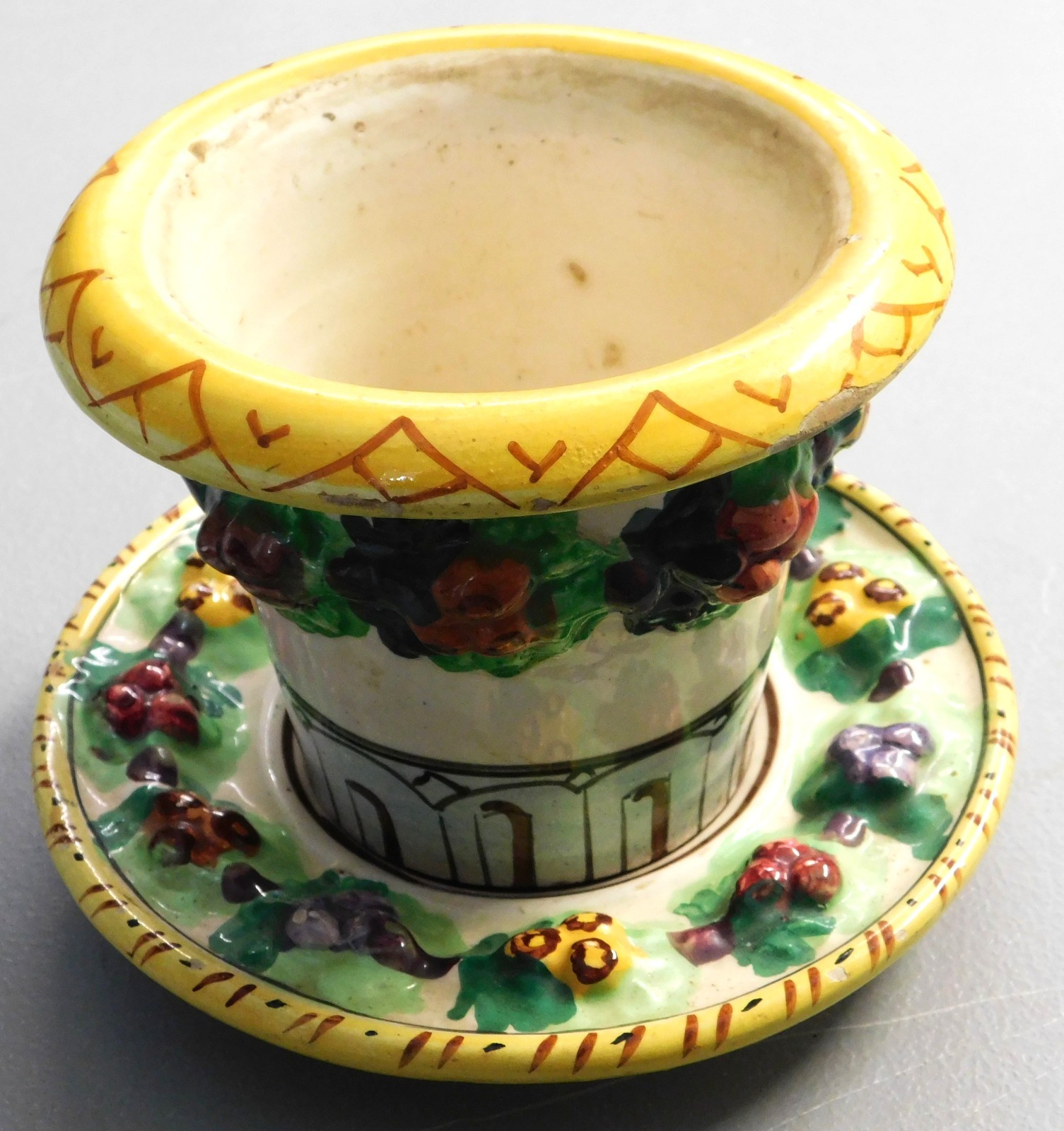 Antique Fratelli Fanciullacci Italian Majolica Planter Undertray c1920 FF 842