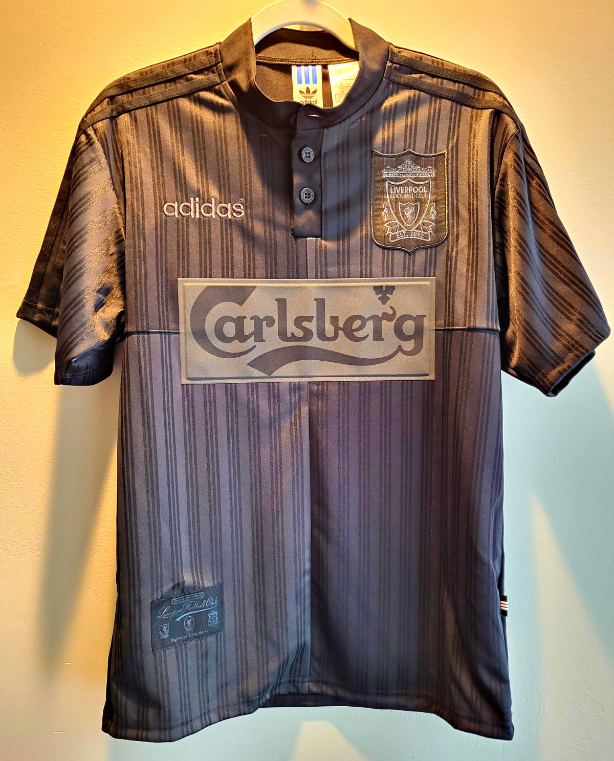 adidas Liverpool FC Carlsberg Black Short Sleeve Soccer Jersey Adult Small $160