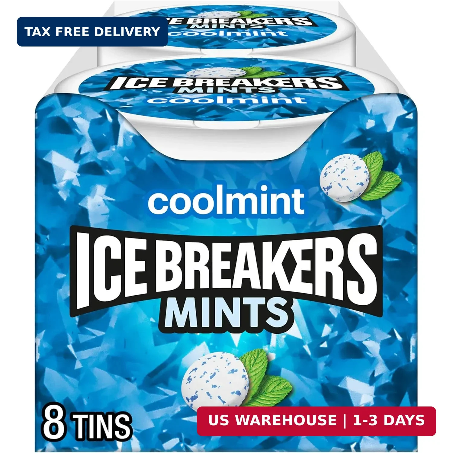 ICE BREAKERS Coolmint Flavored Sugar Free Mints Pucks, 1.5 oz (8 Count)