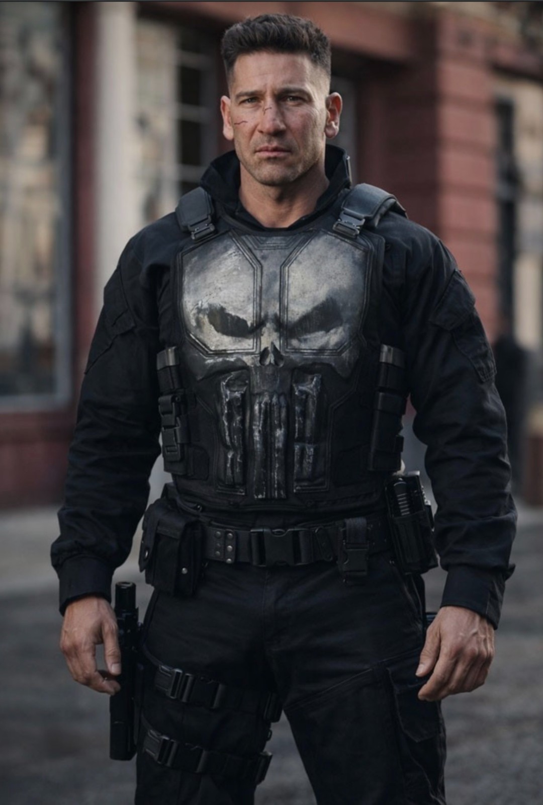 Spider-Man Brand New Day Punisher Black Leather Vest with Belt for Halloween Spider-Man Brand New Day Punisher Black Leather Vest with Belt for Halloween