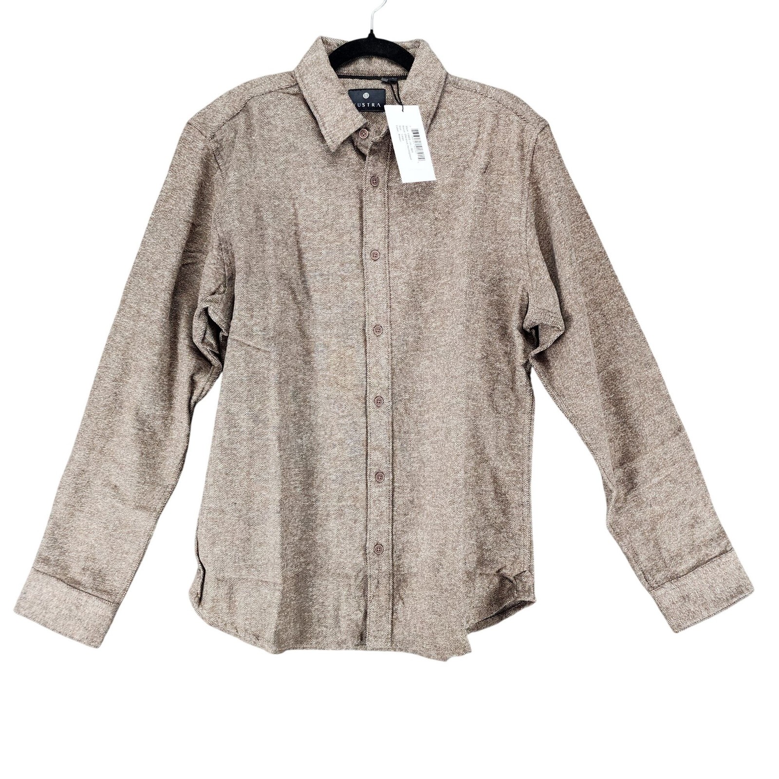 Vustra Shirt Mens Large Brown Chestnut Herringbone Long Sleeve Button Up *NWT* Vustra Shirt Mens Large Brown Chestnut Herringbone Long Sleeve Button Up *NWT*
