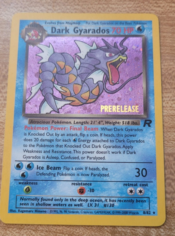 Dark Gyarados (Prerelease) 08/82 Wotc Promo Holo LP Dark Gyarados (Prerelease) 08/82 Wotc Promo Holo LP