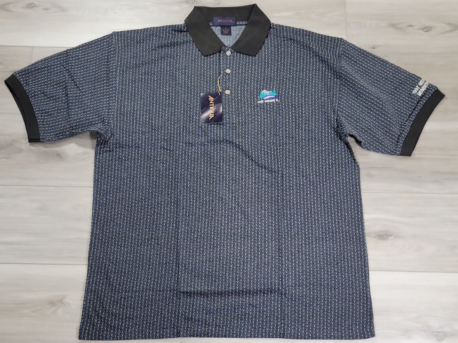 Lake Mohawk Golf Club Polo Shirt Men\'s Large Black New Antigua 1997 New Member
