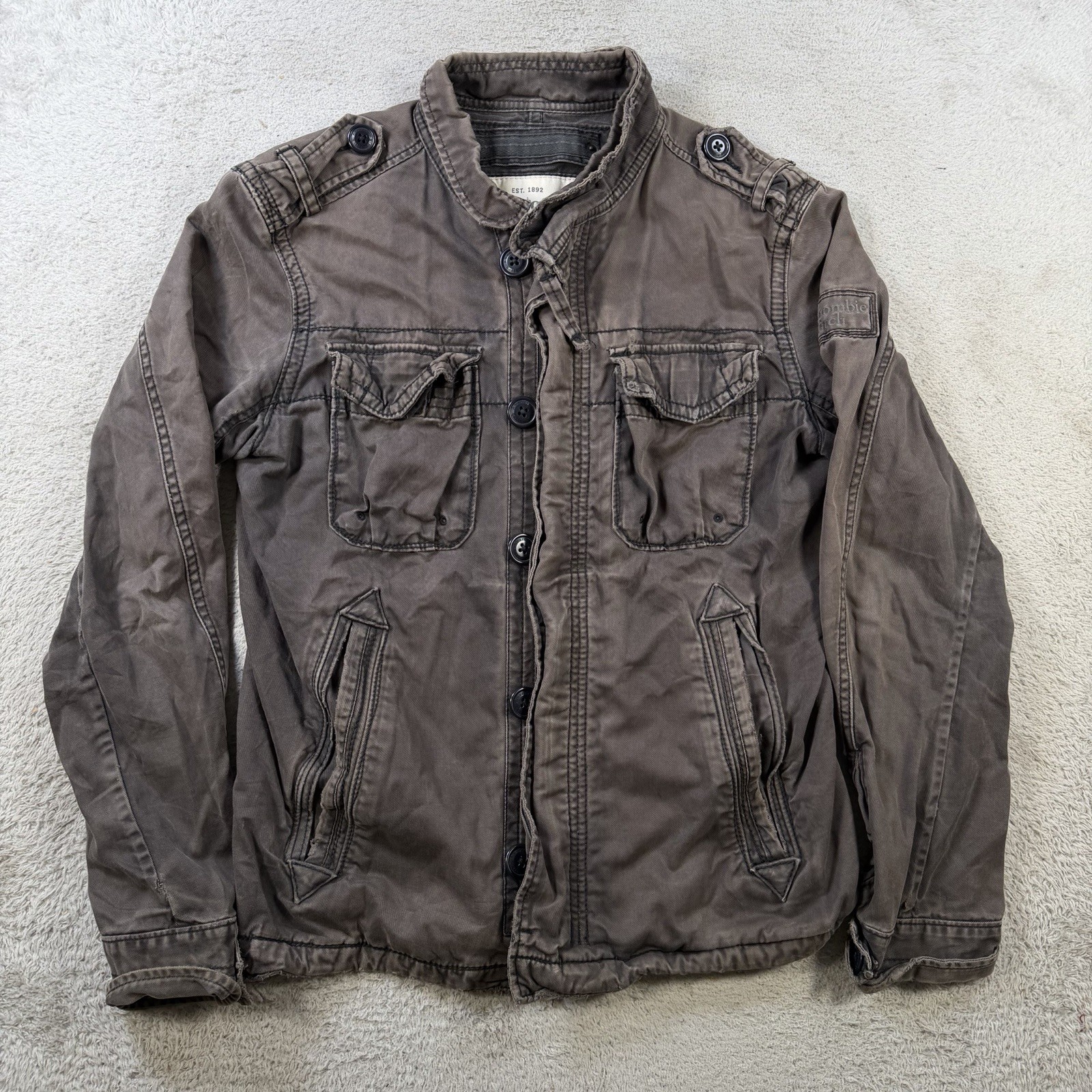 VTG Abercrombie & Fitch Jacket Mens Small Grey Sentinel Utility Field Military