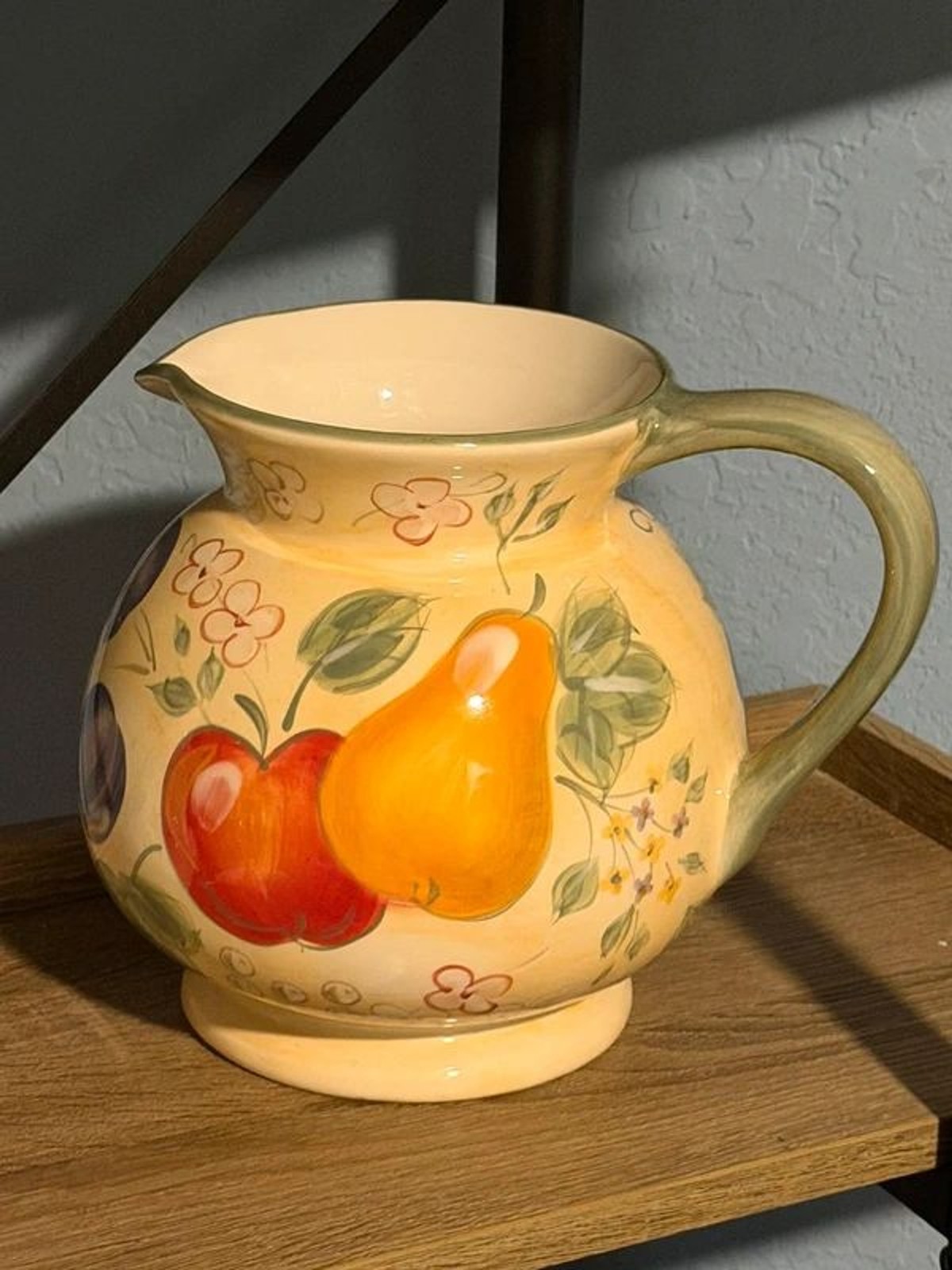 Vtg. 96 oz ceramic stoneware pitcher - Fruit Grove collection by Gibson Designs
