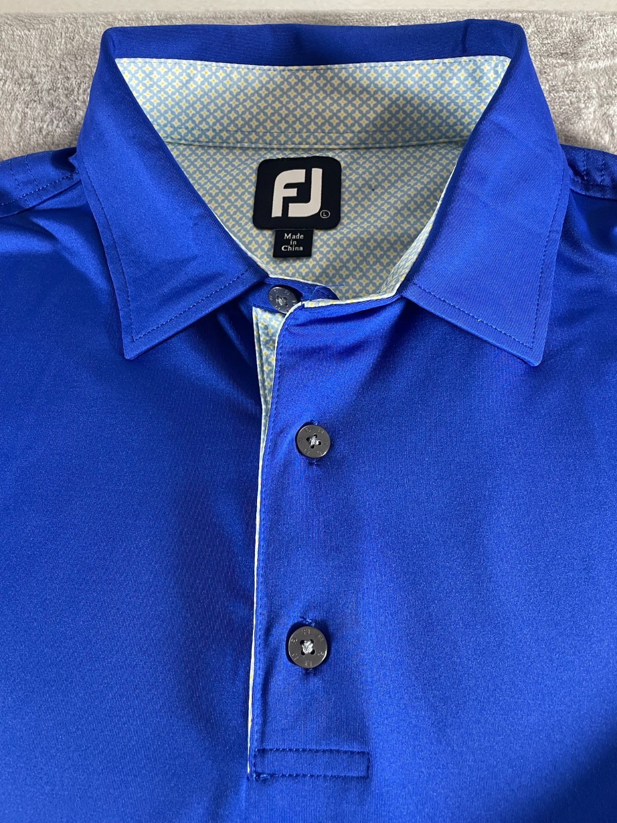 Footjoy FJ Golf Polo Shirt Men’s L Royal Blue Poly Performance Lisle Stretch