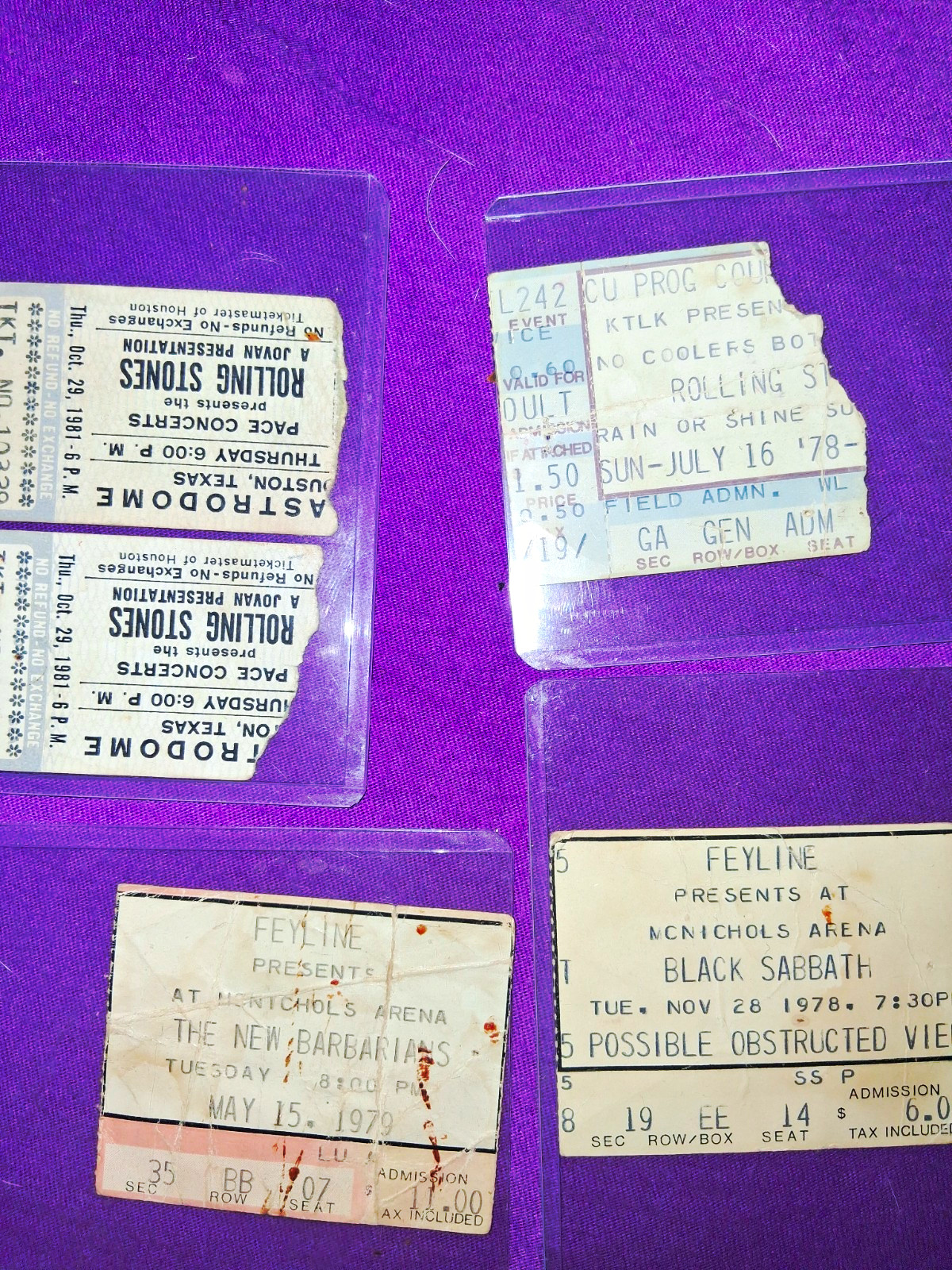 Vintage Original Concert Ticket Stubs Lot The Who Black Sabbath B-52\'s Stones