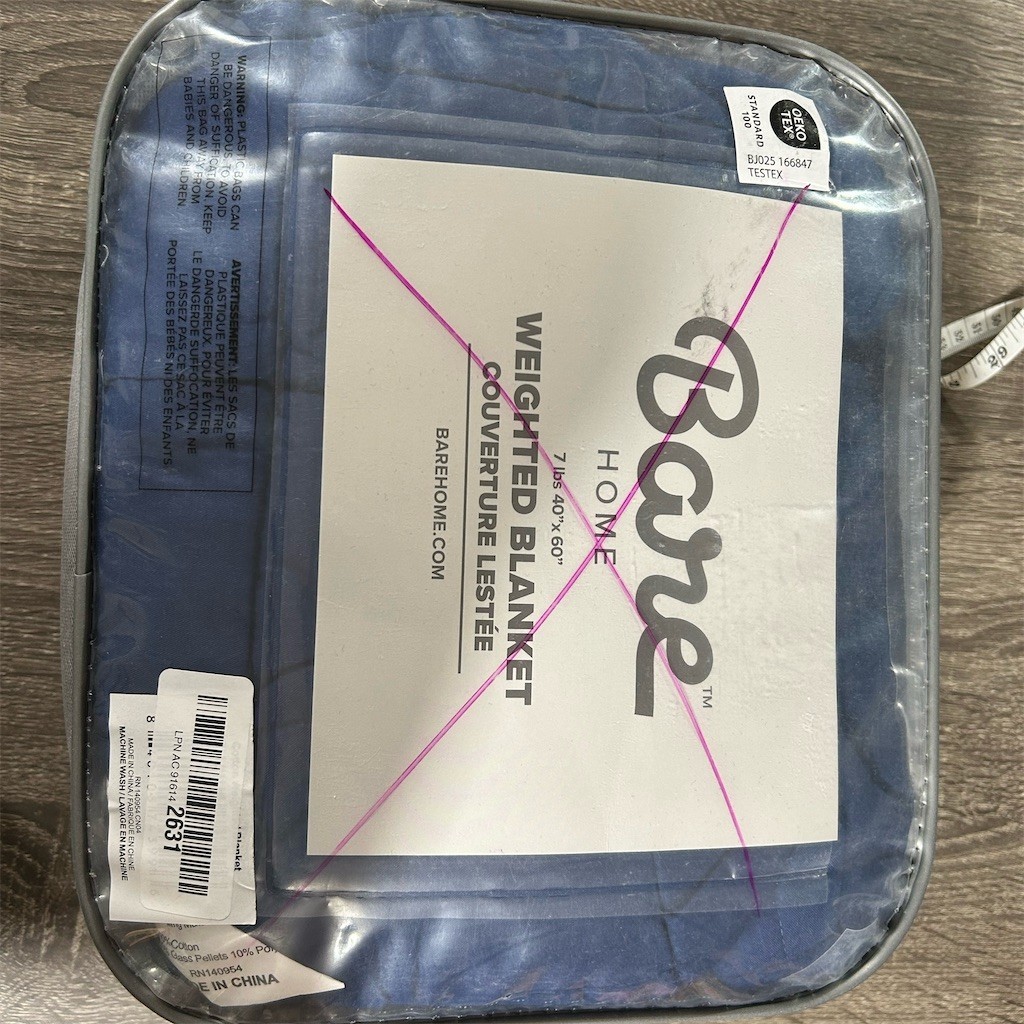 Bare Home Weighted Blanket Blue 7 lb 40 x 60 OEKO-TEX Standard 100