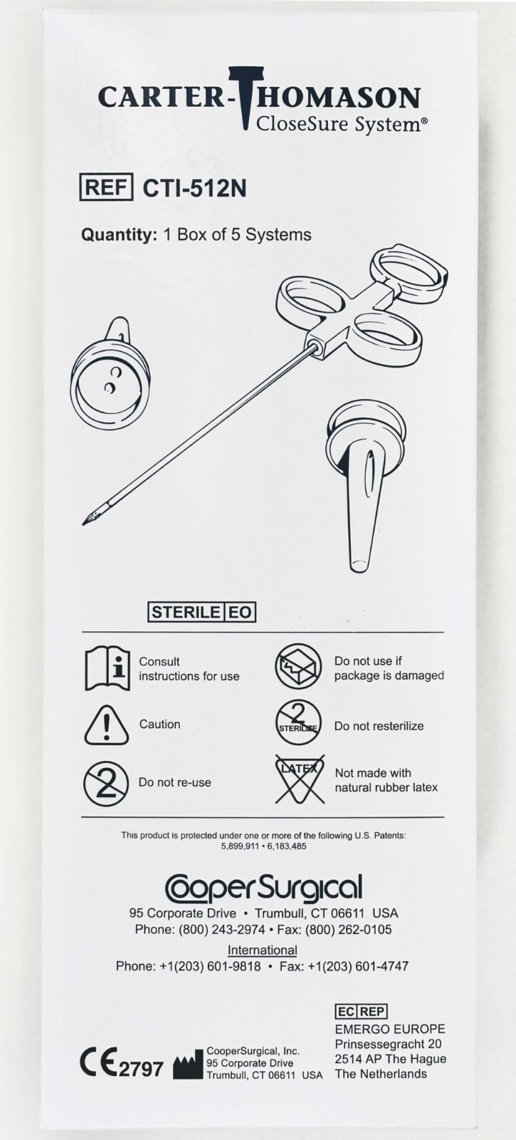 *5-Packs* Carter Thomason CloseSure System Puncture Closure Device CTI-512N *5-Packs* Carter Thomason CloseSure System Puncture Closure Device CTI-512N