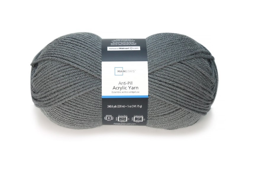 Mainstays Anti-Pill 100% Acrylic Yarn - Charcoal - 240.6 yards, 5oz