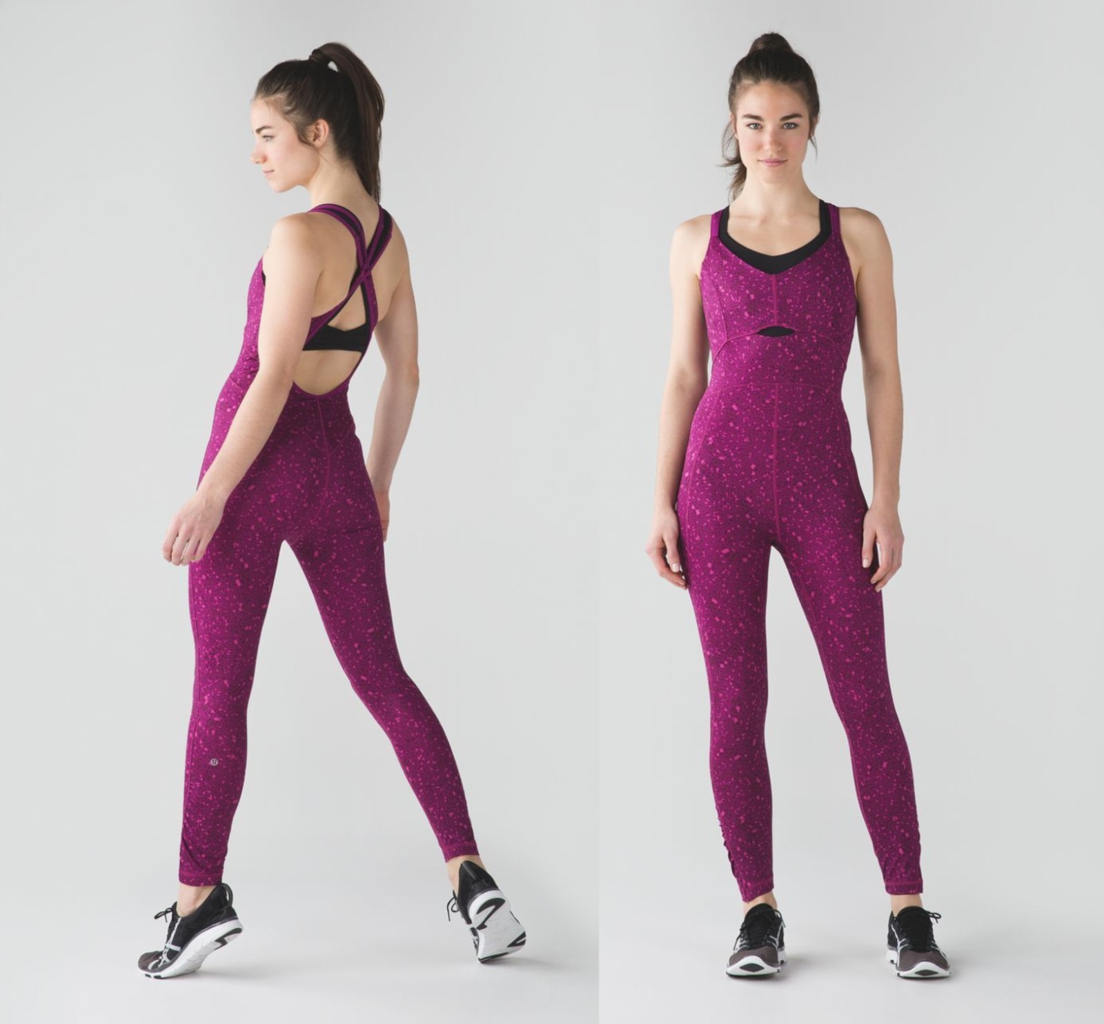 Lululemon Purr suit yoga jumpsuit bodysuit unitard Paradise Geo Regal Plum Multi