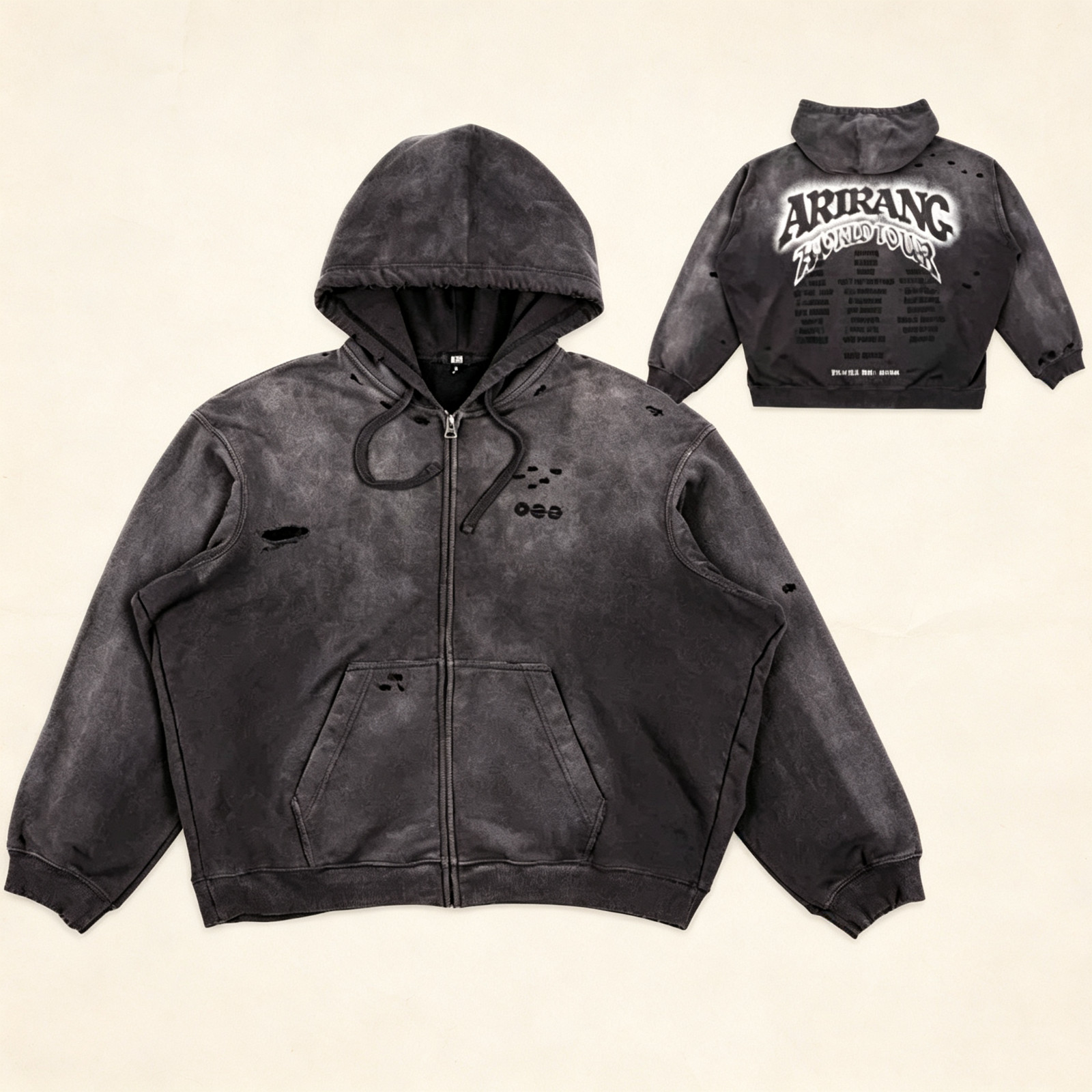 K-pop BTS hoodie ARIRANG world tour black zipper pullover K-pop BTS hoodie ARIRANG world tour black zipper pullover