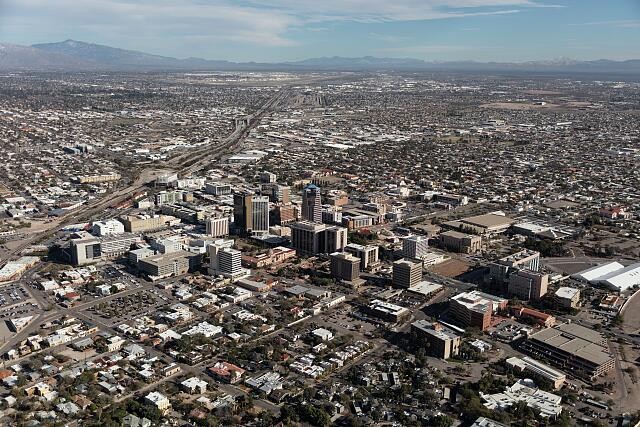Photo:Tucson Arizona 2020s Aerial View Downtown Skyline Cityscape