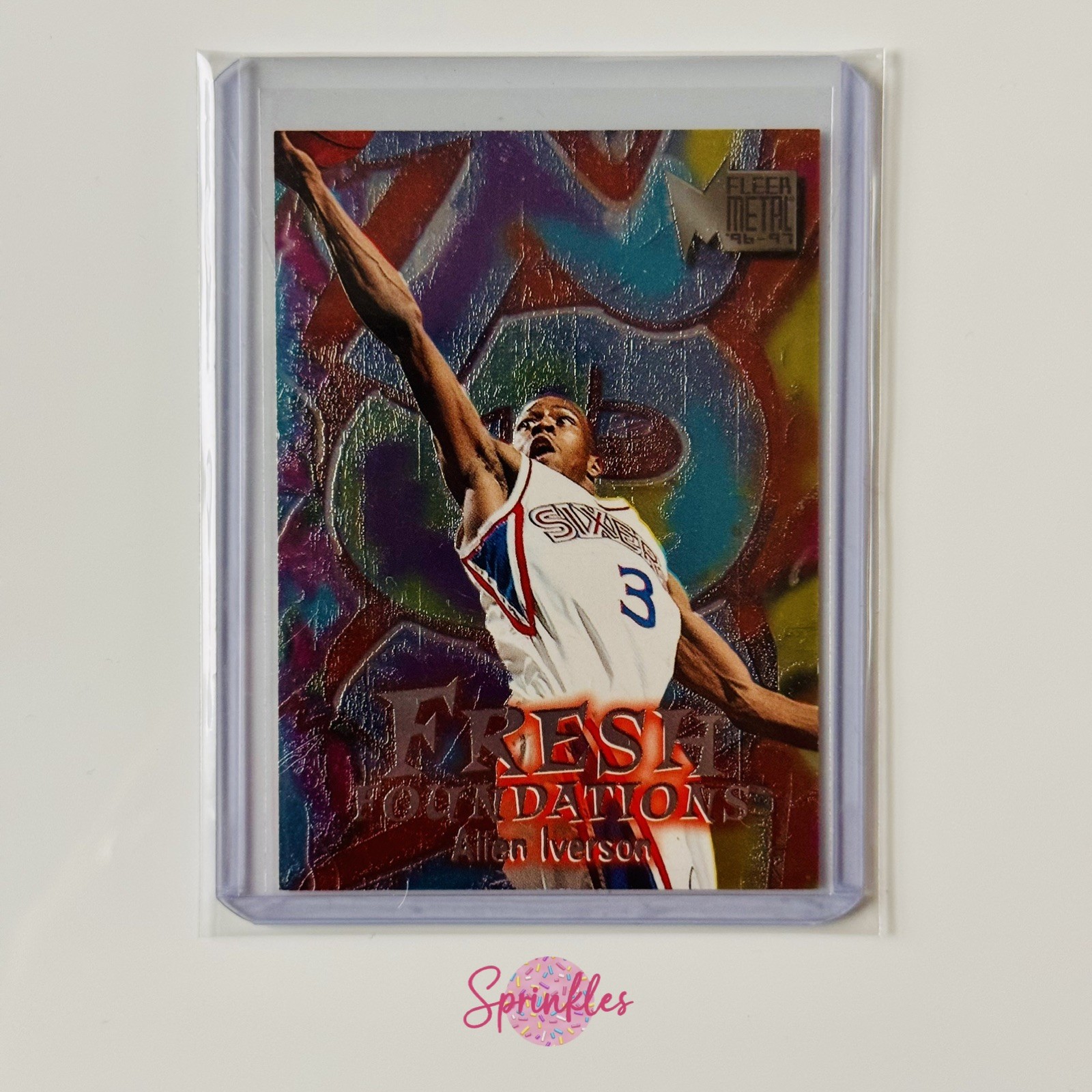 1996-97 Fleer Metal Fresh Foundations Allen Iverson Rookie RC Insert #236 76ers