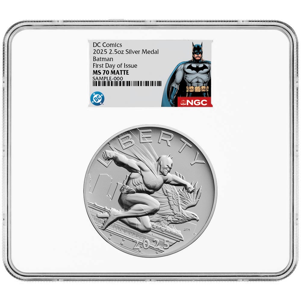 2025 Batman DC Comics 2.5 oz Silver Medal NGC MS70 FDI Batman Label