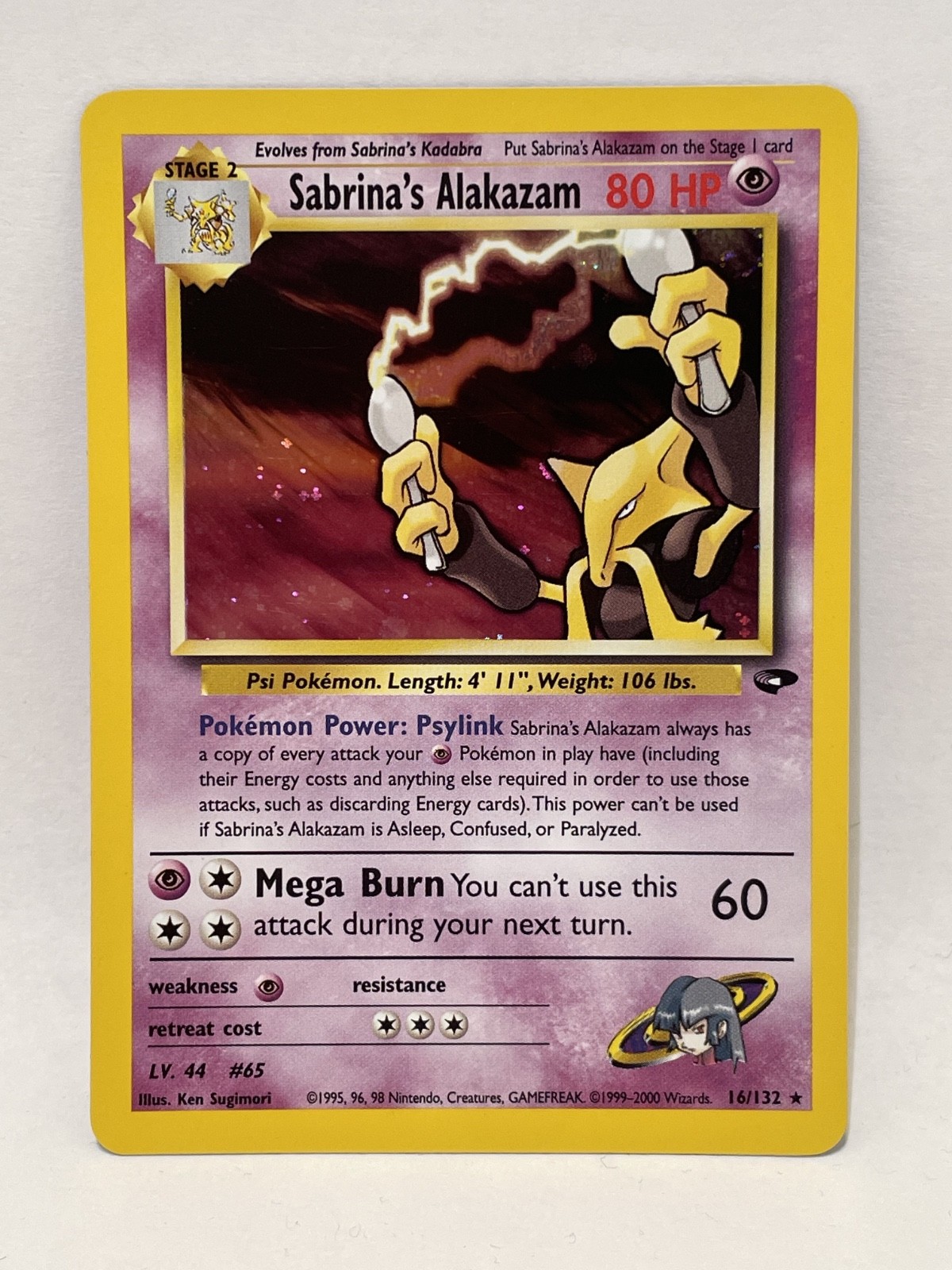 Sabrina\'s Alakazam 16/132 Holo SWIRL Gym Challenge NM/MINT
