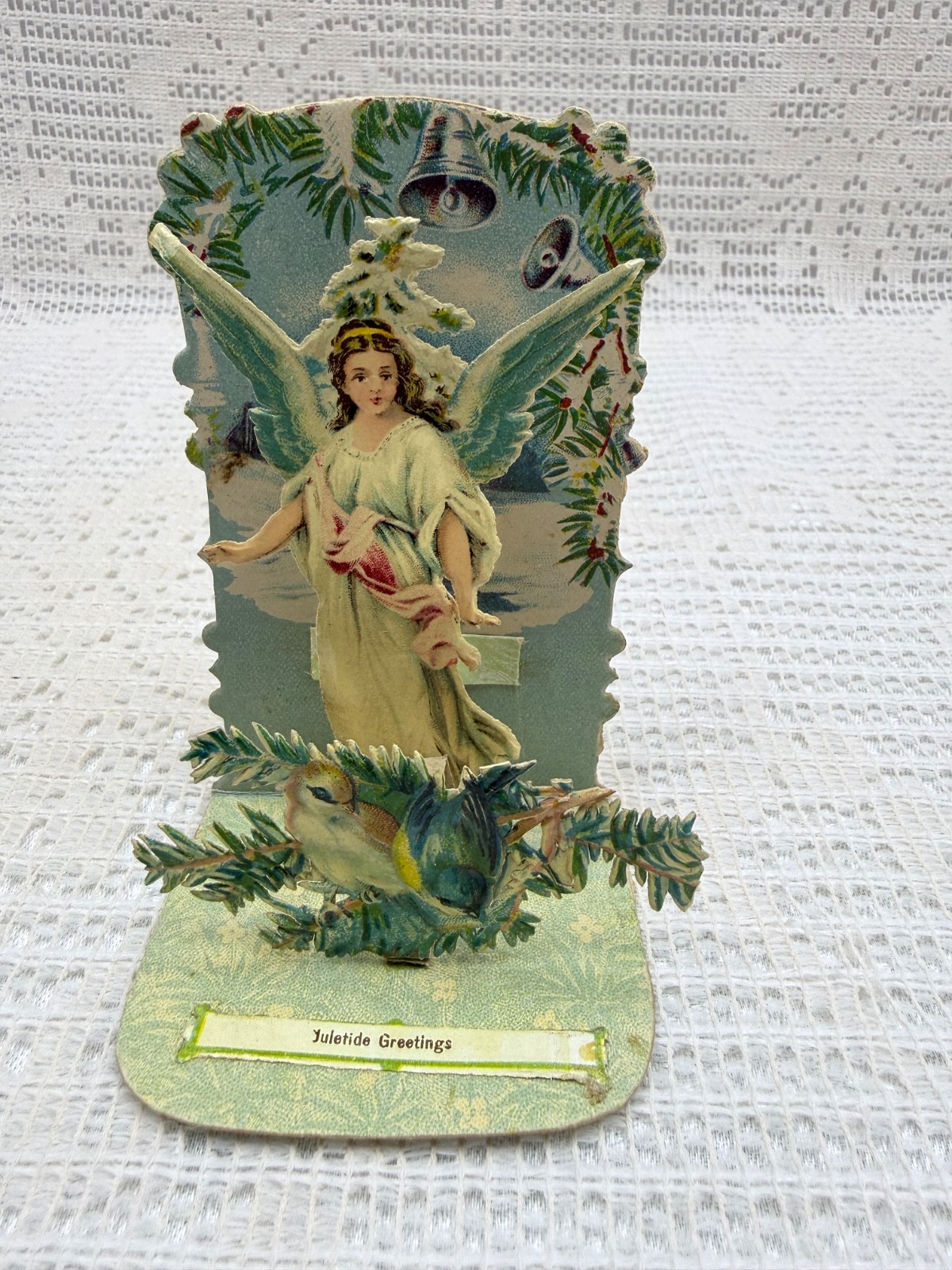 Antique Victorian Christmas Card Articulated Tuck & Sons Dated 1906 Pop-Up Angel