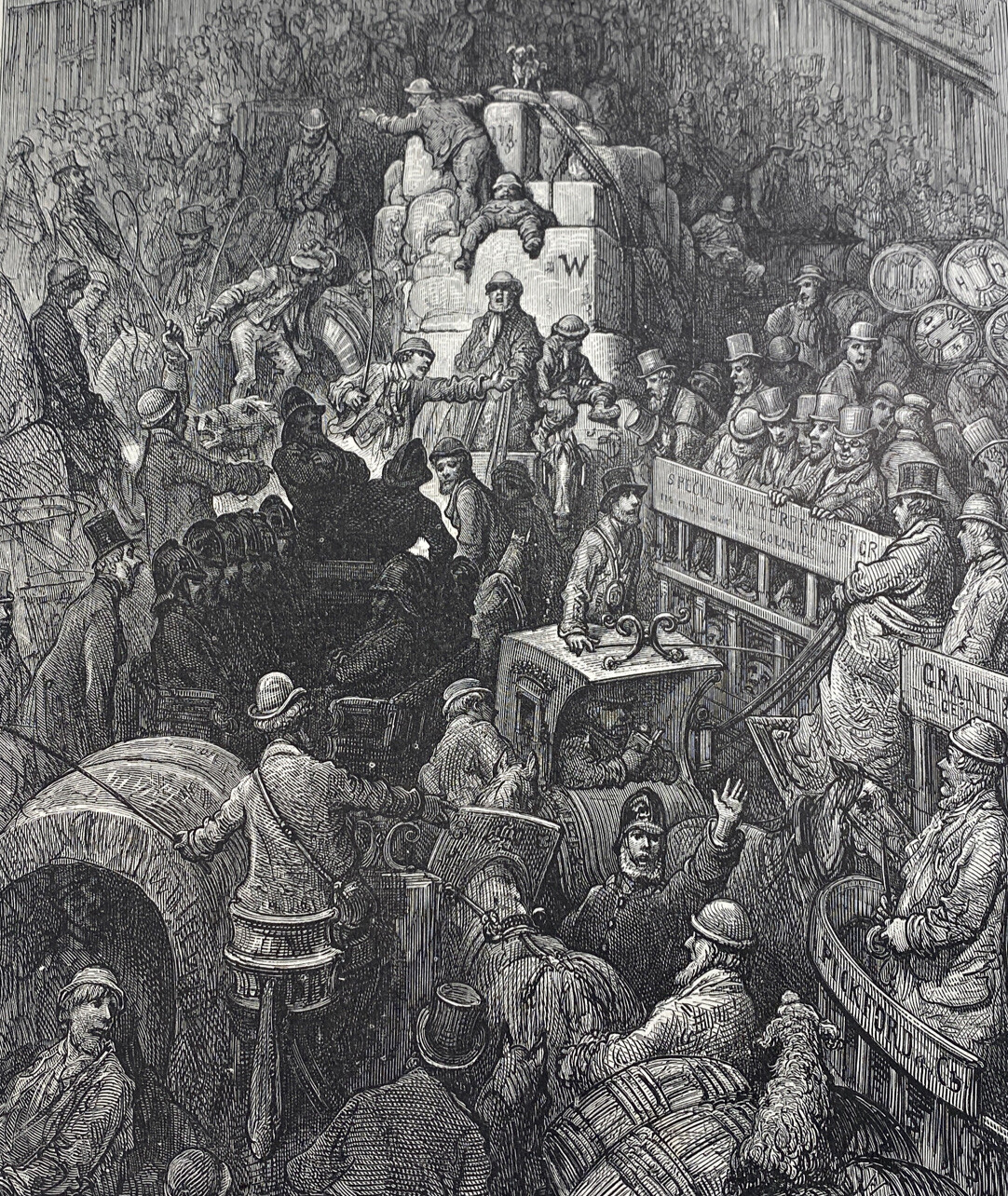 LONDON: A PILGRIMAGE 1873 ~A CITY THOROUGHFARE by  GUSTAVE DORE Harper's Wkly