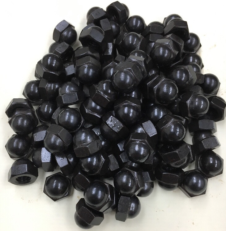 (50) 1/4-20 Acorn Cap Hex Nuts Black Oxide Bolt Thread Cover Smooth Rounded 1420