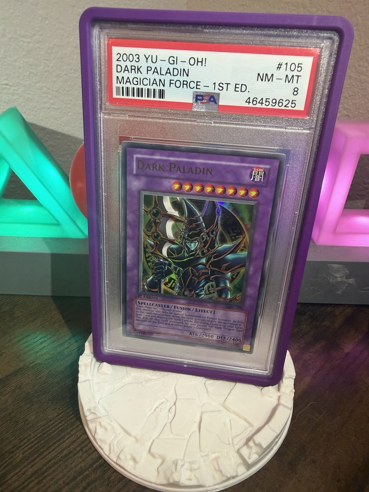 Konami Yu-Gi-Oh 2003 MFC-105 Dark Paladin 1st Ed Ultra Rare Holo PSA 8 w extras