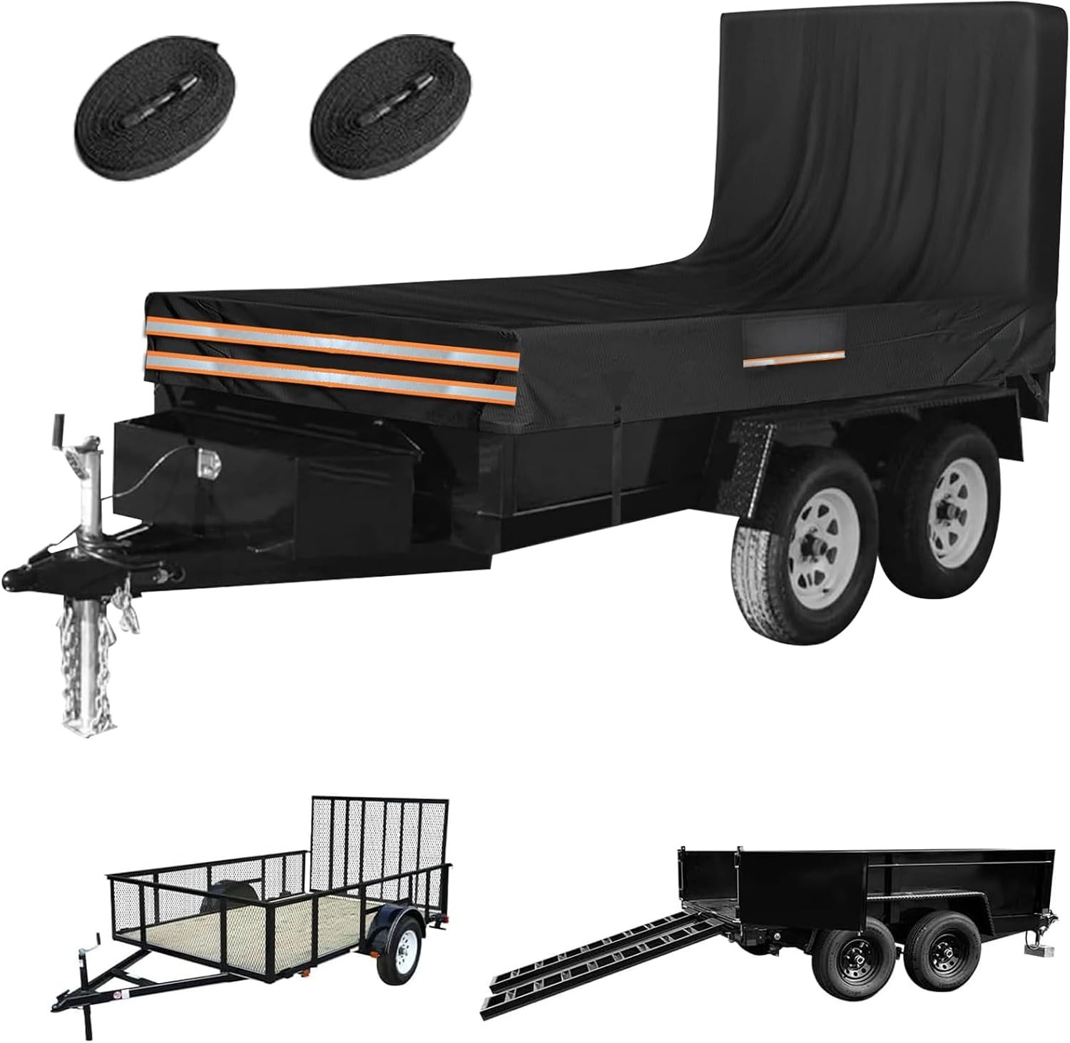 600D Waterproof Utility Trailer Cover 5x10 FT Ramp Gate 48-60in Reflective 600D Waterproof Utility Trailer Cover 5x10 FT Ramp Gate 48-60in Reflective