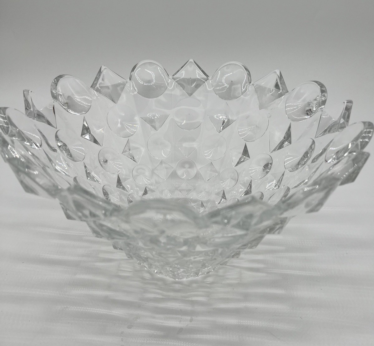  Vintage Studio Nova Counterpoint Geometric Clear Crystal Centerpiece Bowl 11.5