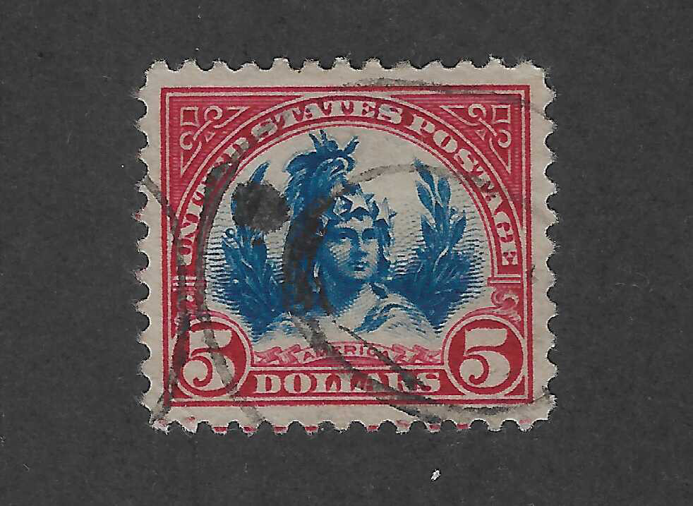 US Scott 573a, $5 , Head of Freedom Statue, 1922-25, SUP, scv.$525