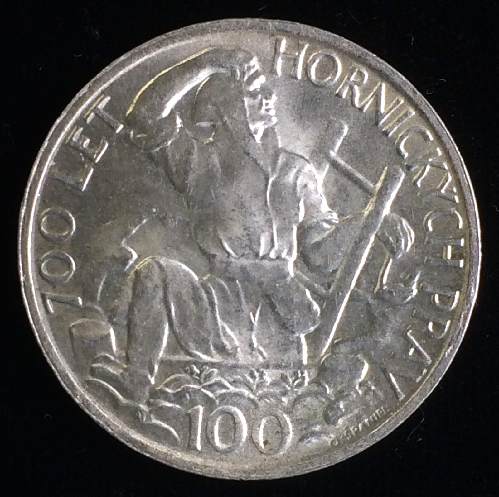 1949 Czechoslovakia Silver 100 Korun Commemorative Coin, Mining Privaleges 1949 Czechoslovakia Silver 100 Korun Commemorative Coin, Mining Privaleges