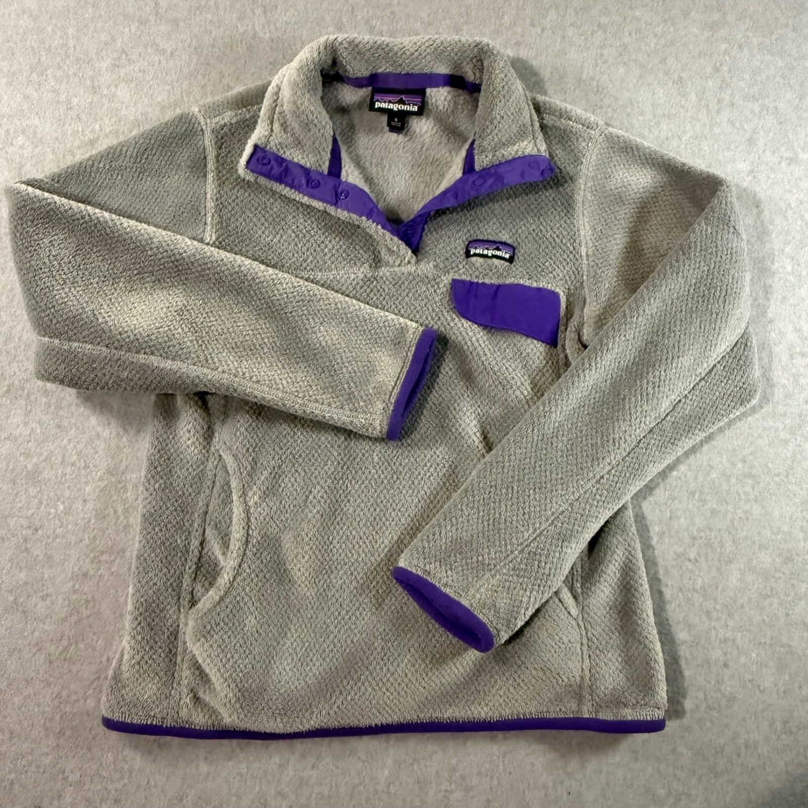 Patagonia Re-Tool Snap-T Pullover Fleece Grey Purple Womens Small 25442 Patagonia Re-Tool Snap-T Pullover Fleece Grey Purple Womens Small 25442