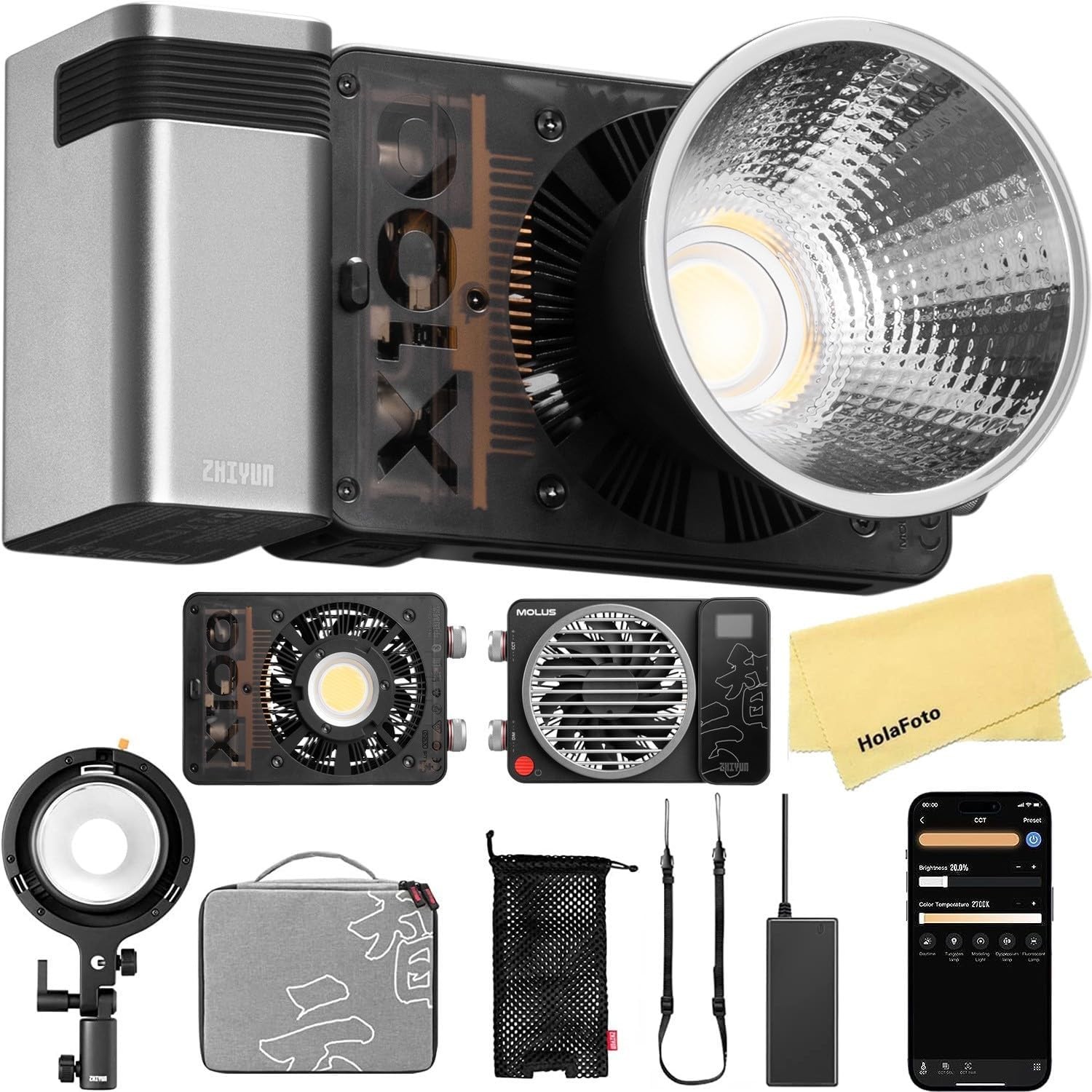 Zhiyun Molus X100 Combo LED Video Light Pocket Light 2700-6500K w/Reflector 385g Zhiyun Molus X100 Combo LED Video Light Pocket Light 2700-6500K w/Reflector 385g
