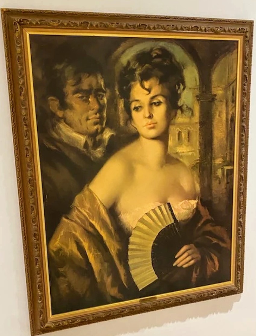 RARE Vintage LADY OF CASTILE BY JOSE PUYET Ornate Framed Oil Painting Wall Art