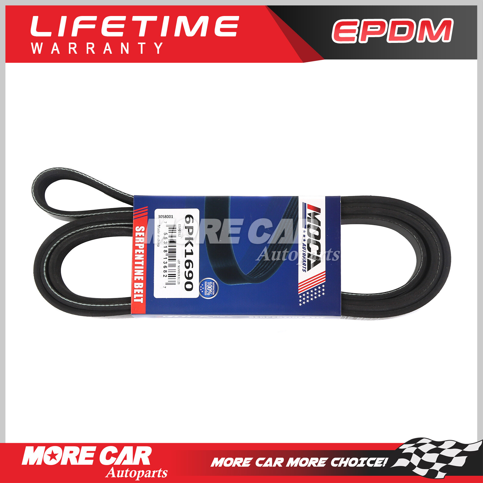 EPDM Serpentine Belt 6PK1690 for 11-15 Dodge Chevrolet Chrysler 300 Jeep Pontiac