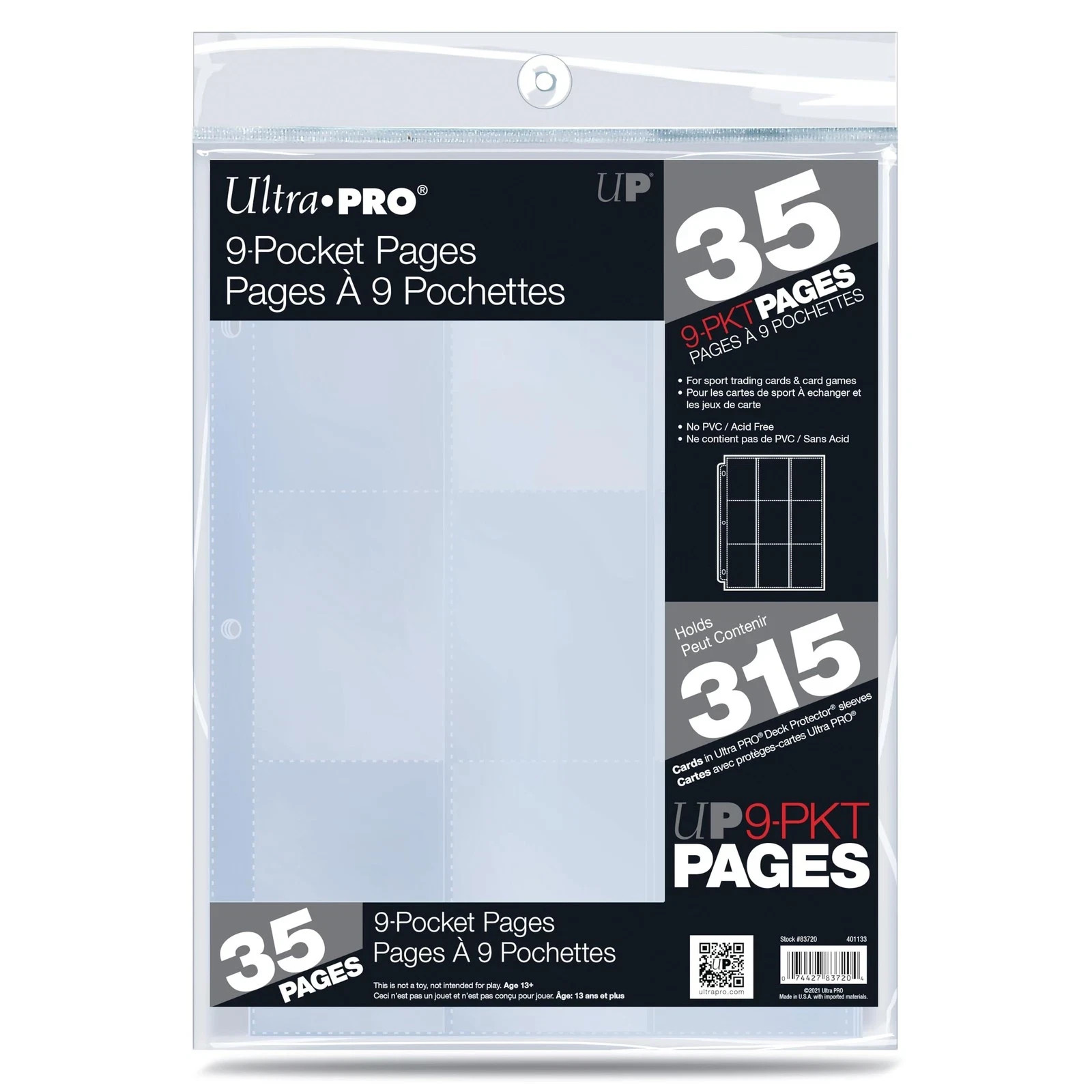 Ultra Pro - 9 Pocket Card Page, 35 Pages of Sleeves for Trading Clear Ultra Pro - 9 Pocket Card Page, 35 Pages of Sleeves for Trading Clear