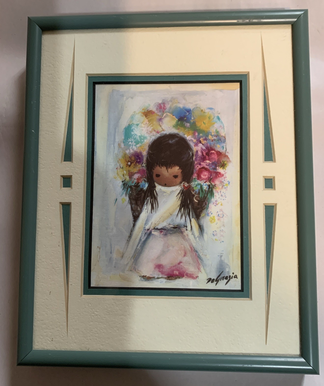 Vintage Ted DeGrazia Framed “Flower Girl” Print Design Systems Arizona TDG-15