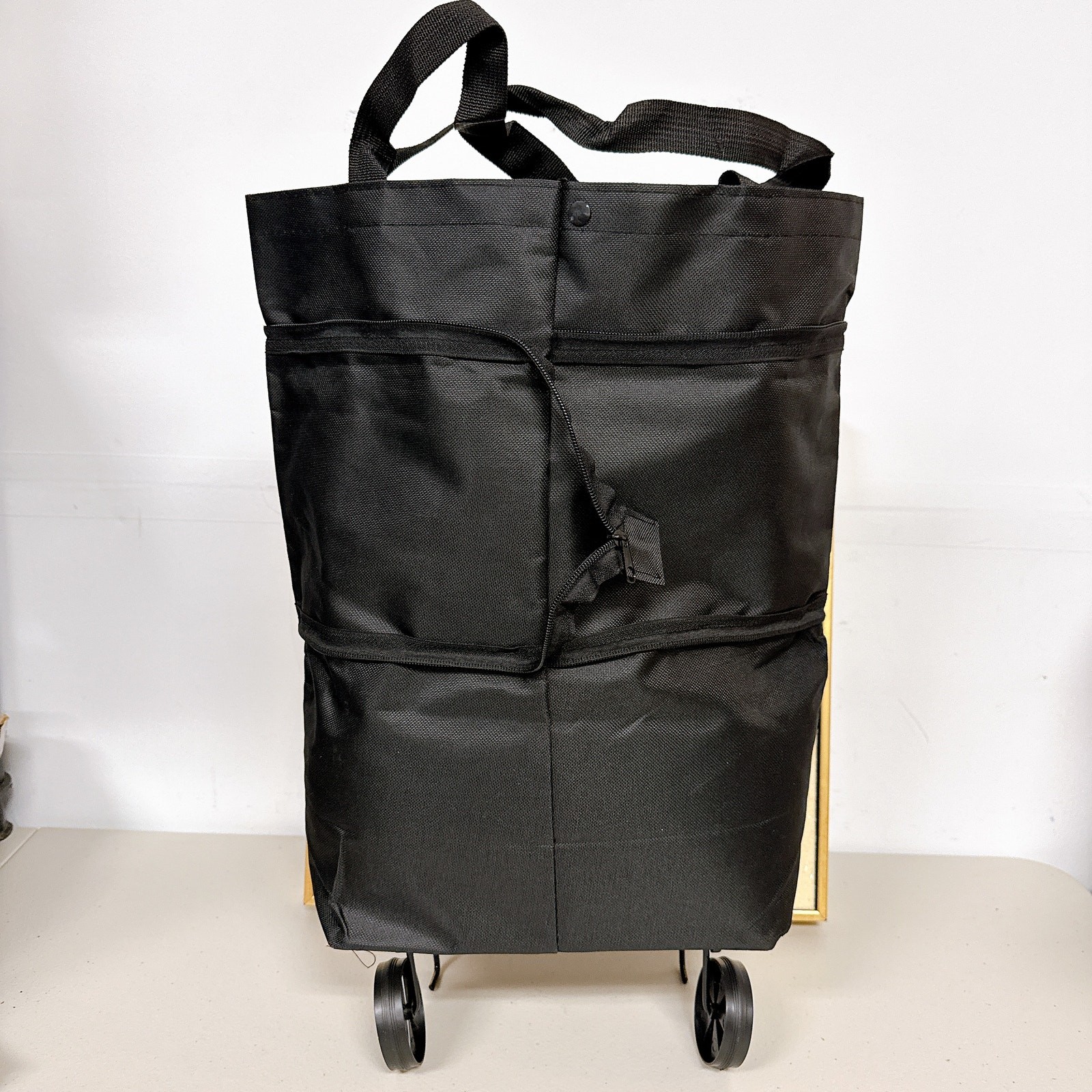 Foldable Rolling Grocery Cart, Expandable Oxford Cloth Shopping Bag with Wheels