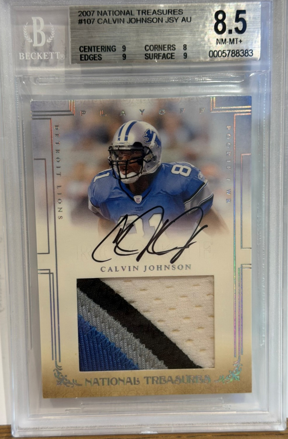 2007 NATIONAL TREASURES CALVIN JOHNSON 72/99 BGS 8.5 & AUTO 10 2007 NATIONAL TREASURES CALVIN JOHNSON 72/99 BGS 8.5 & AUTO 10