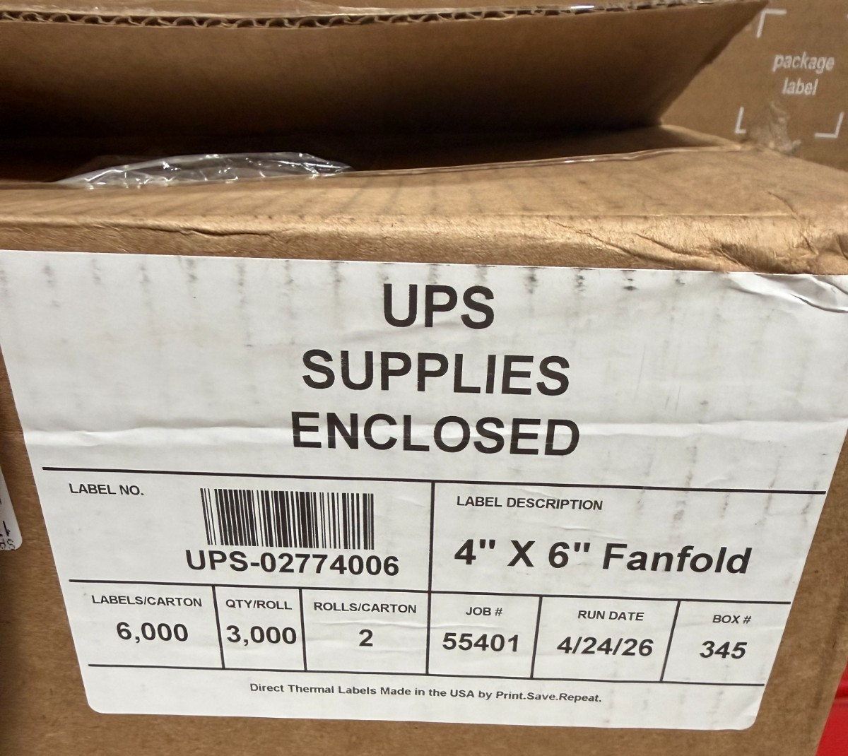 6000 Blank 4 x 6 Direct Thermal Fanfold Peel & Stick UPS Shipping Labels Bulk