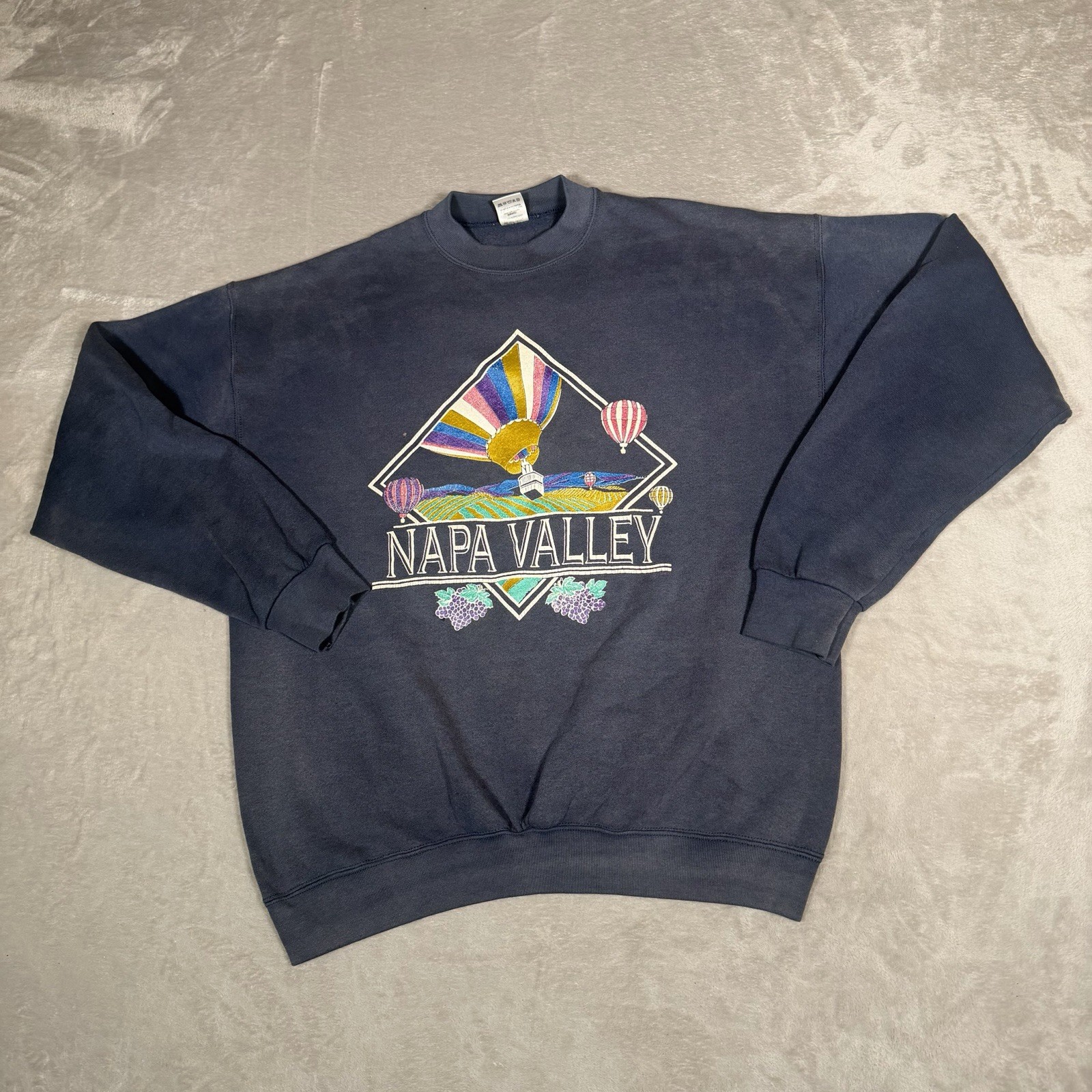Vintage Napa Valley Sweatshirt Extra Large Blue Navy Spell Out Logo Sweatshirt