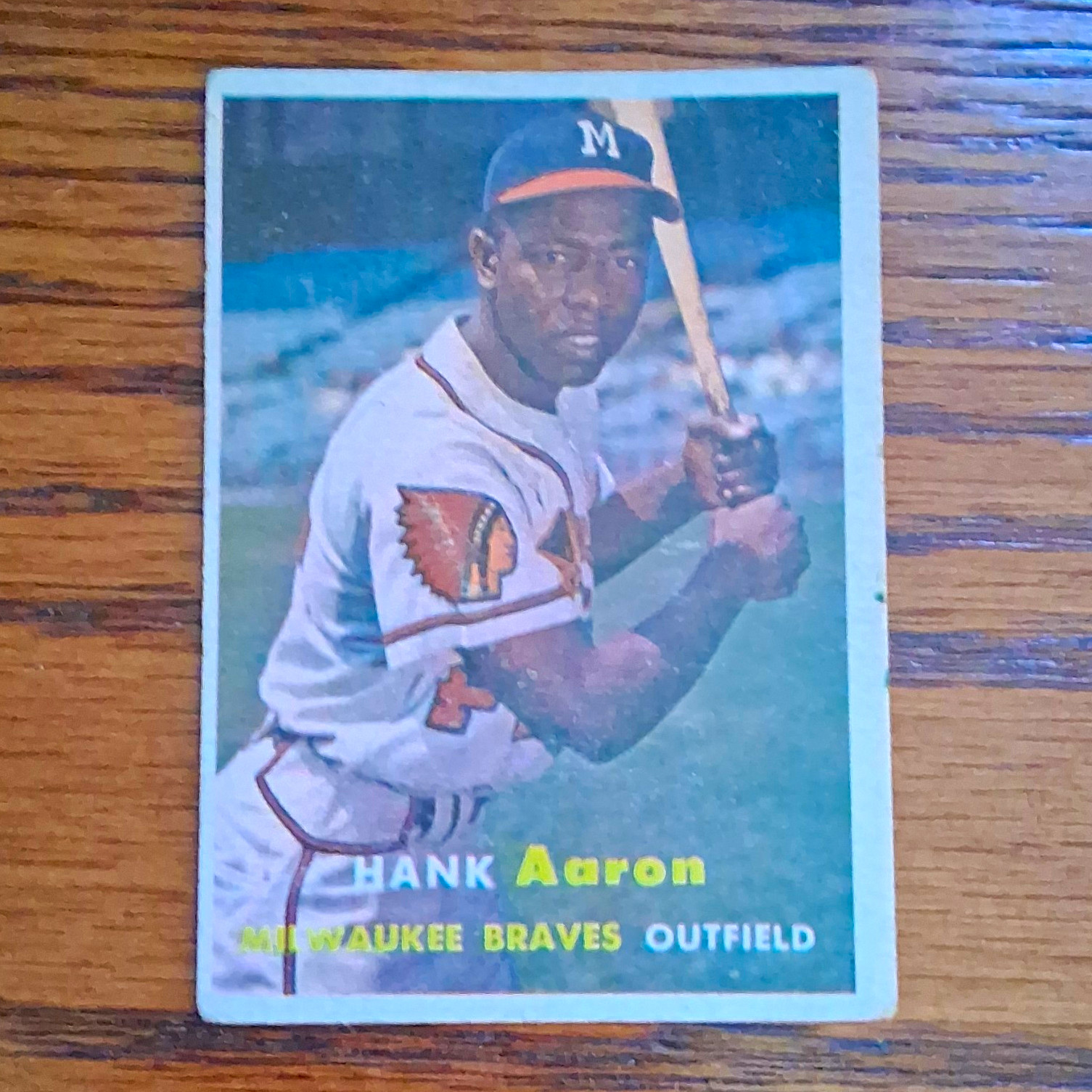 1957 Topps Hank Aaron #20 Milwaukee Braves Base Set Baseball Trading Card 1957 Topps Hank Aaron #20 Milwaukee Braves Base Set Baseball Trading Card