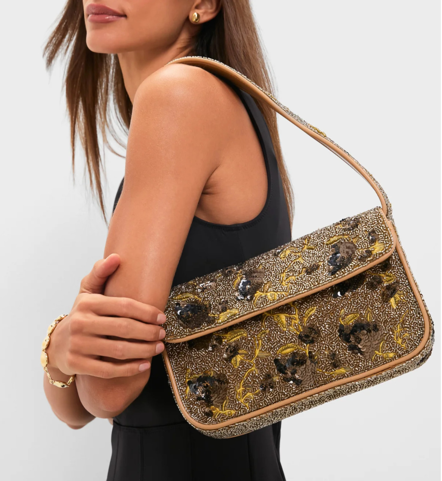 STAUD TOMMY BEADED 🌿 VINTAGE FLORAL SHOULDER BAG MSRP$395 LIMITED EDITION