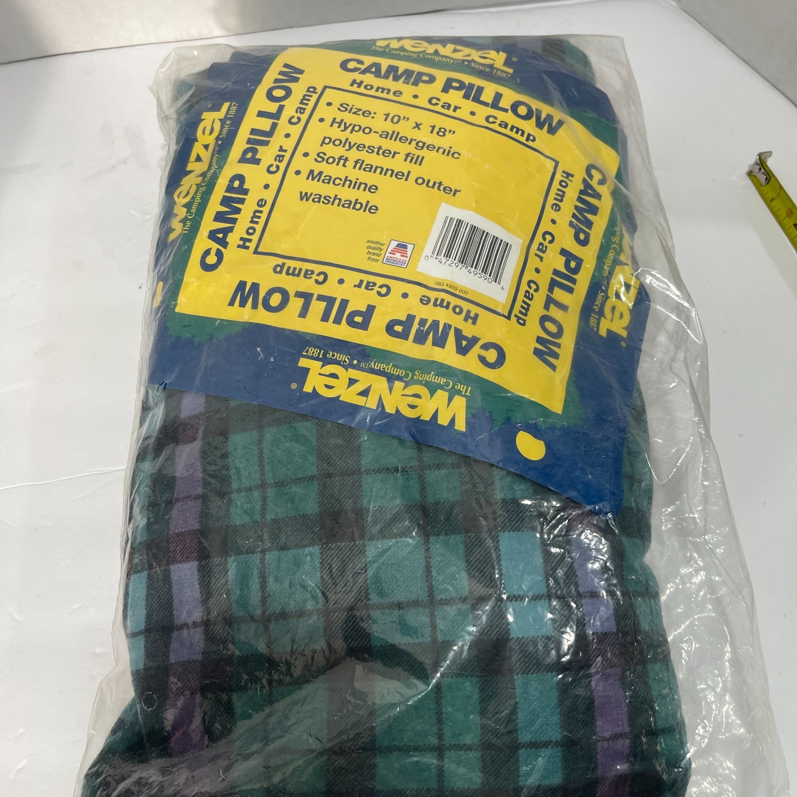 Wenzel Camp Car Pillow Plaid GRN/BLK Cotton Blend 10\ Wenzel Camp Car Pillow Plaid GRN/BLK Cotton Blend 10\