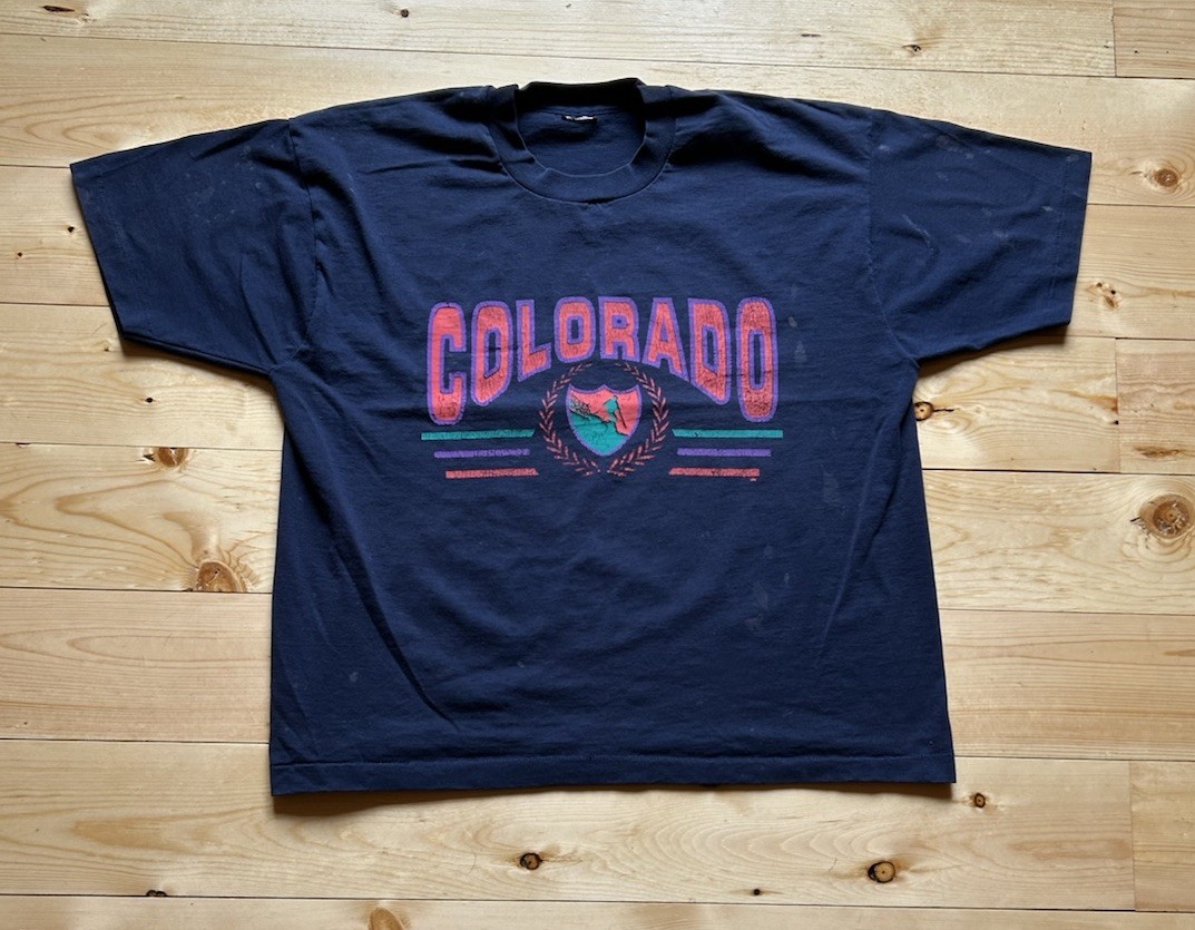 VTG Colorado Men\'s T-Shirt Size XL Skiing Graphic Print Blue Single Stitch VTG Colorado Men\'s T-Shirt Size XL Skiing Graphic Print Blue Single Stitch