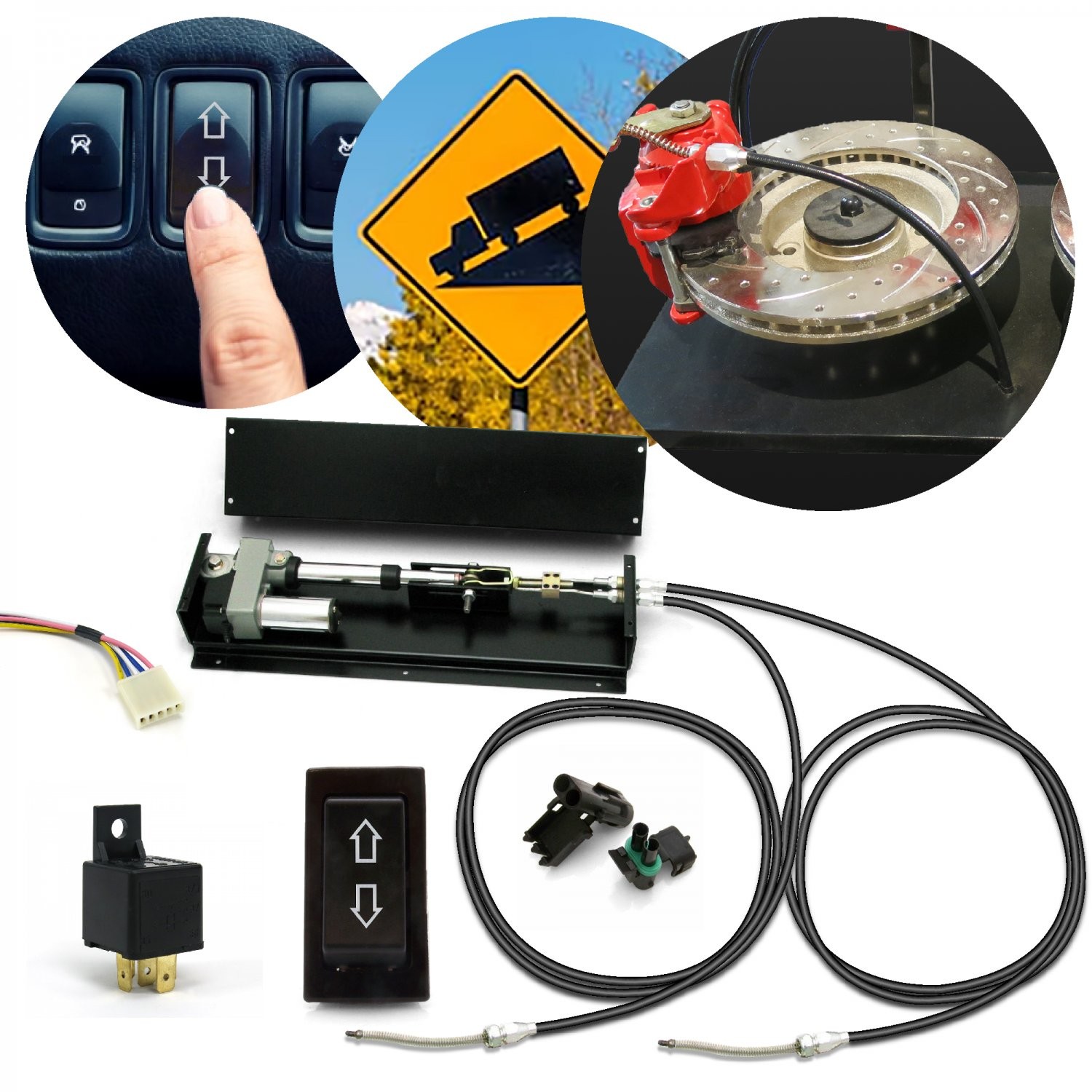 eBRAKE PRO Power Remote Mount Emergency Parking Brake Kit Heavy-Duty 200 LB Pull