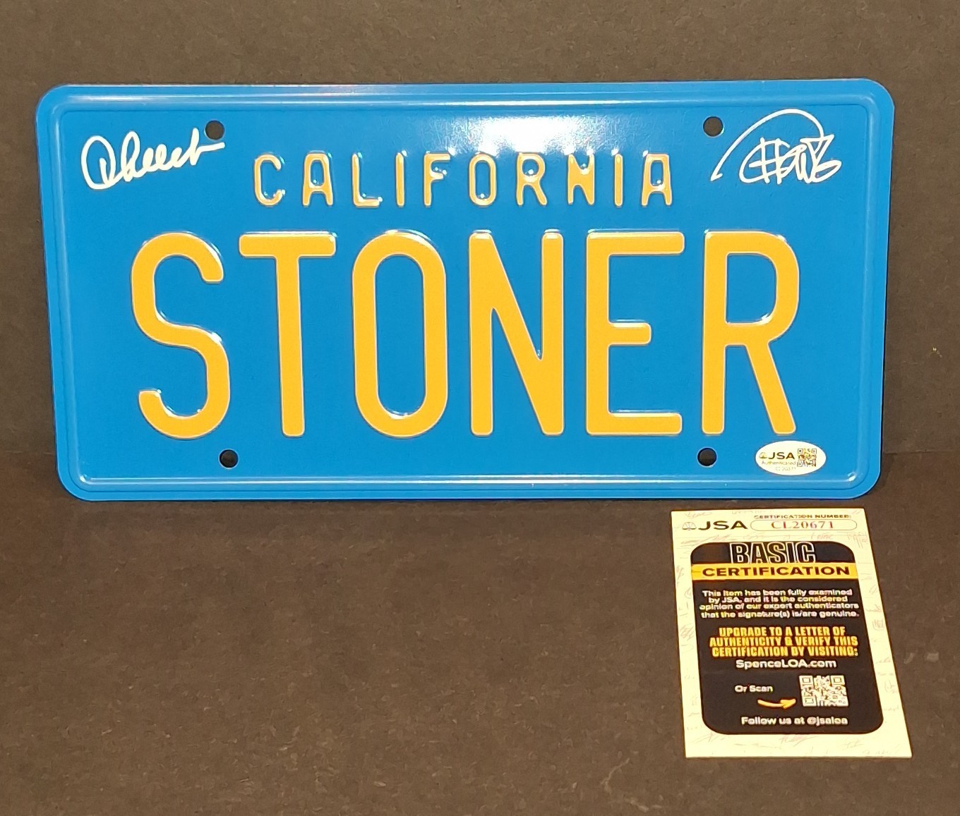 Cheech and Chong Signed Autographed STONER License Plate JSA COA Cheech and Chong Signed Autographed STONER License Plate JSA COA