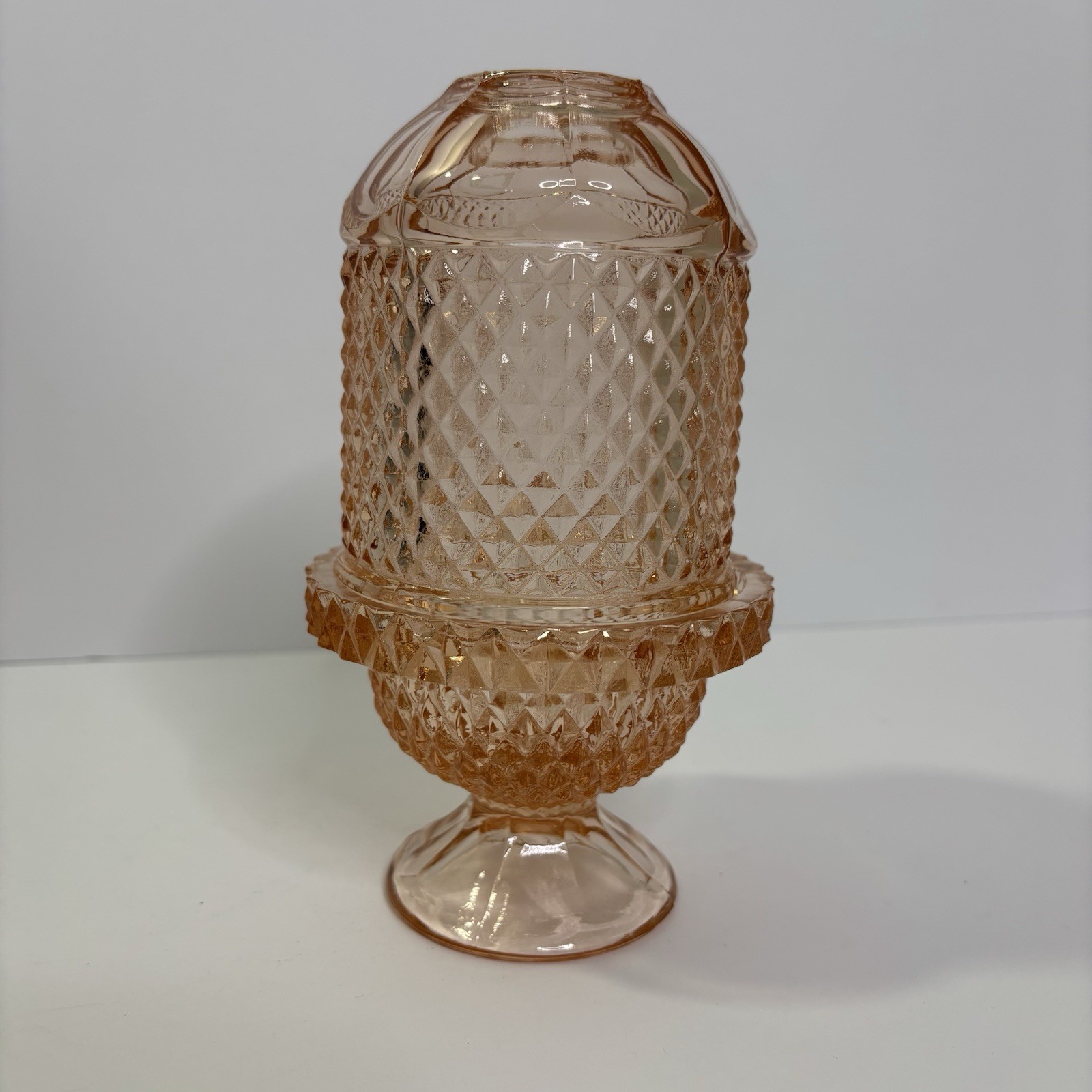 Vintage Rare Viking Glass  Peachy Pink Fairy Lamp