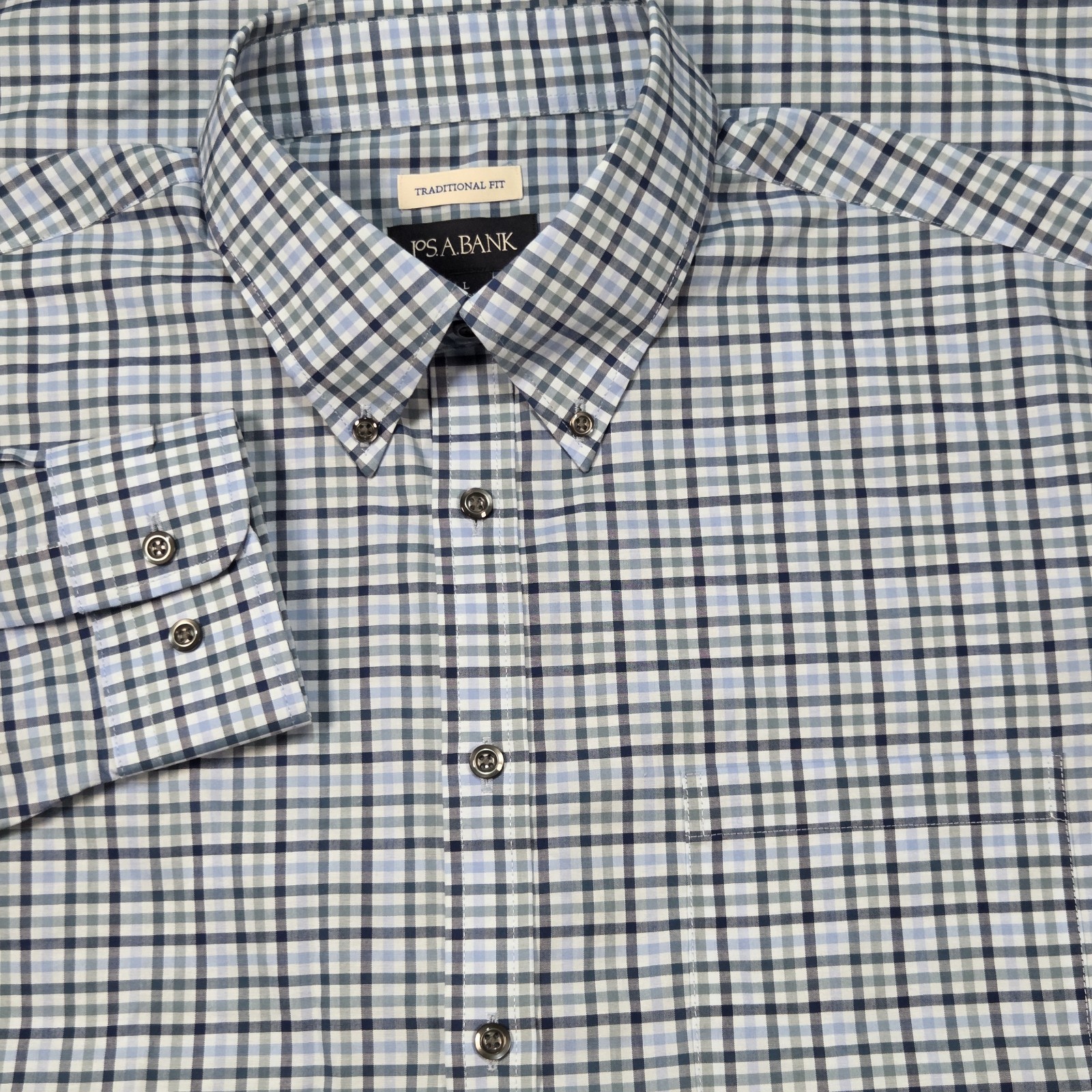 NWT Jos. A. Bank Traditional Fit Check Dress Shirt Mens Large Blue Button Up NWT Jos. A. Bank Traditional Fit Check Dress Shirt Mens Large Blue Button Up